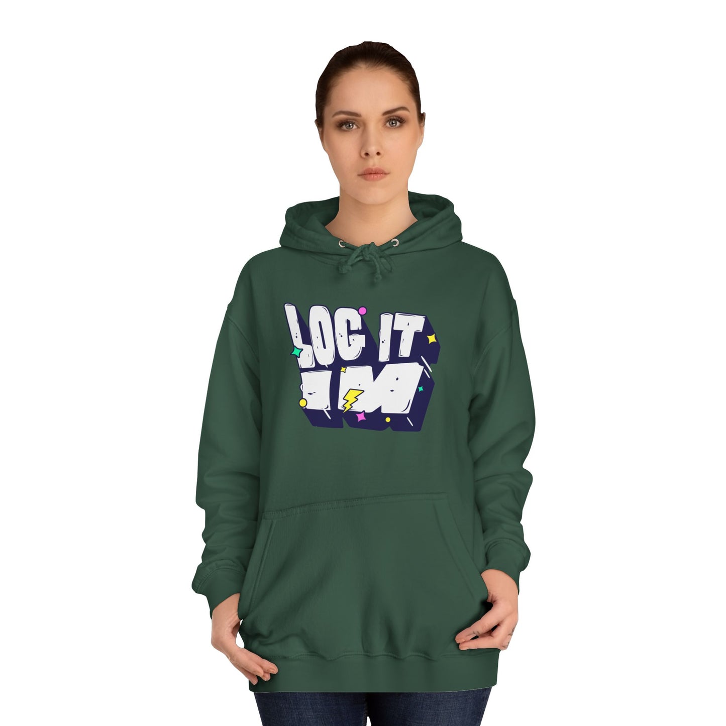 Vibrant Unisex LOG IT IN Hoodie, Trendy Streetwear, Apparel, Unique Gift, Casual Everyday Wear