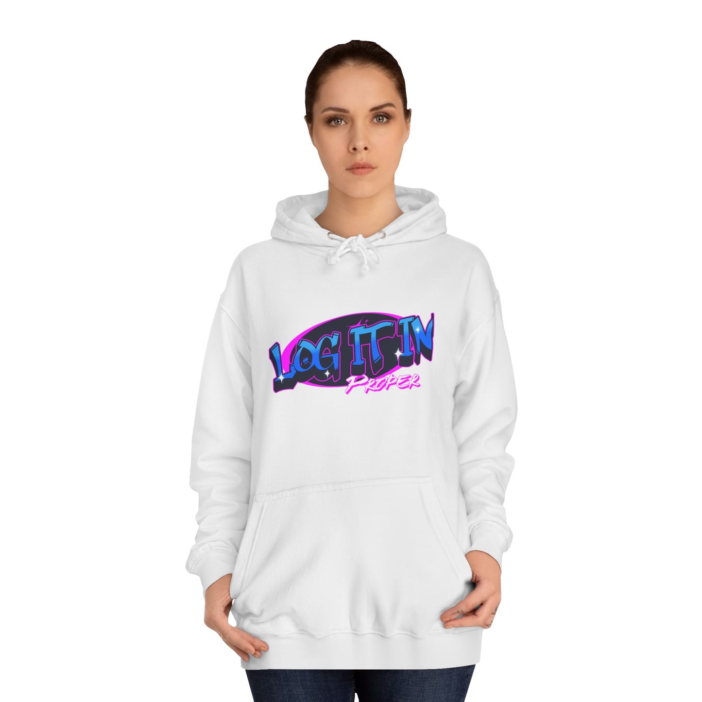 Vibrant Hoodie - Log It In, Unisex Pullover, Cozy Sweatshirt, College Apparel, Gift for Students, Trendy Fashion