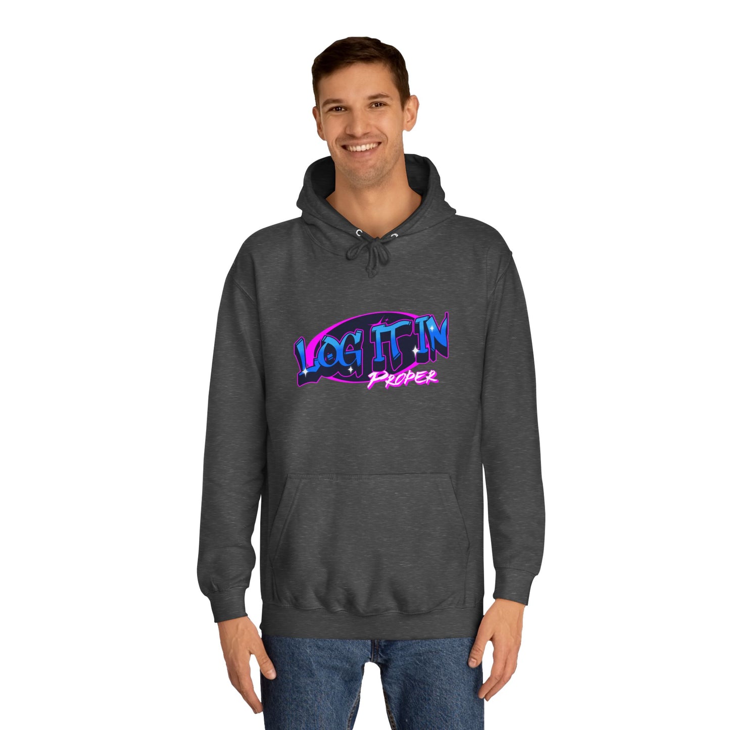 Vibrant Hoodie - Log It In, Unisex Pullover, Cozy Sweatshirt, College Apparel, Gift for Students, Trendy Fashion