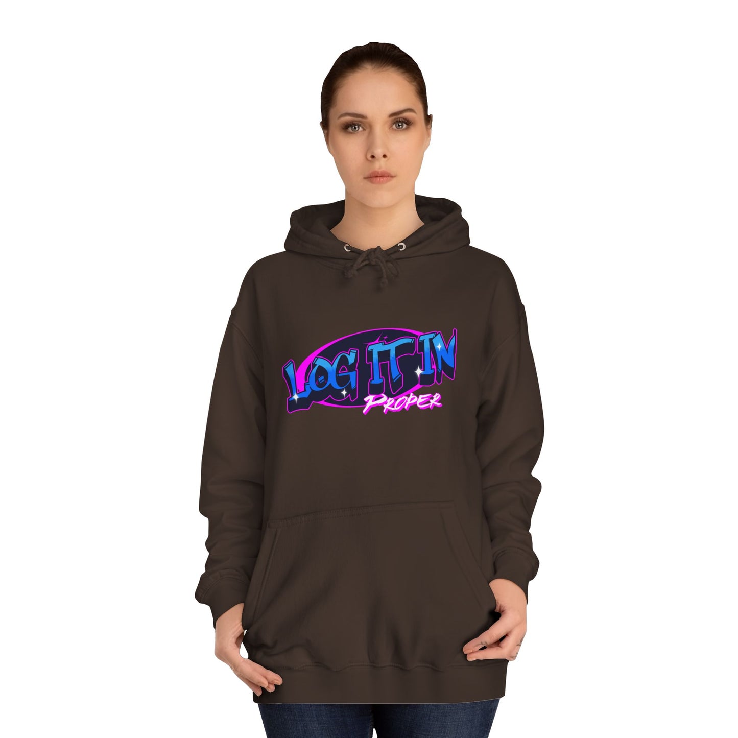 Vibrant Hoodie - Log It In, Unisex Pullover, Cozy Sweatshirt, College Apparel, Gift for Students, Trendy Fashion