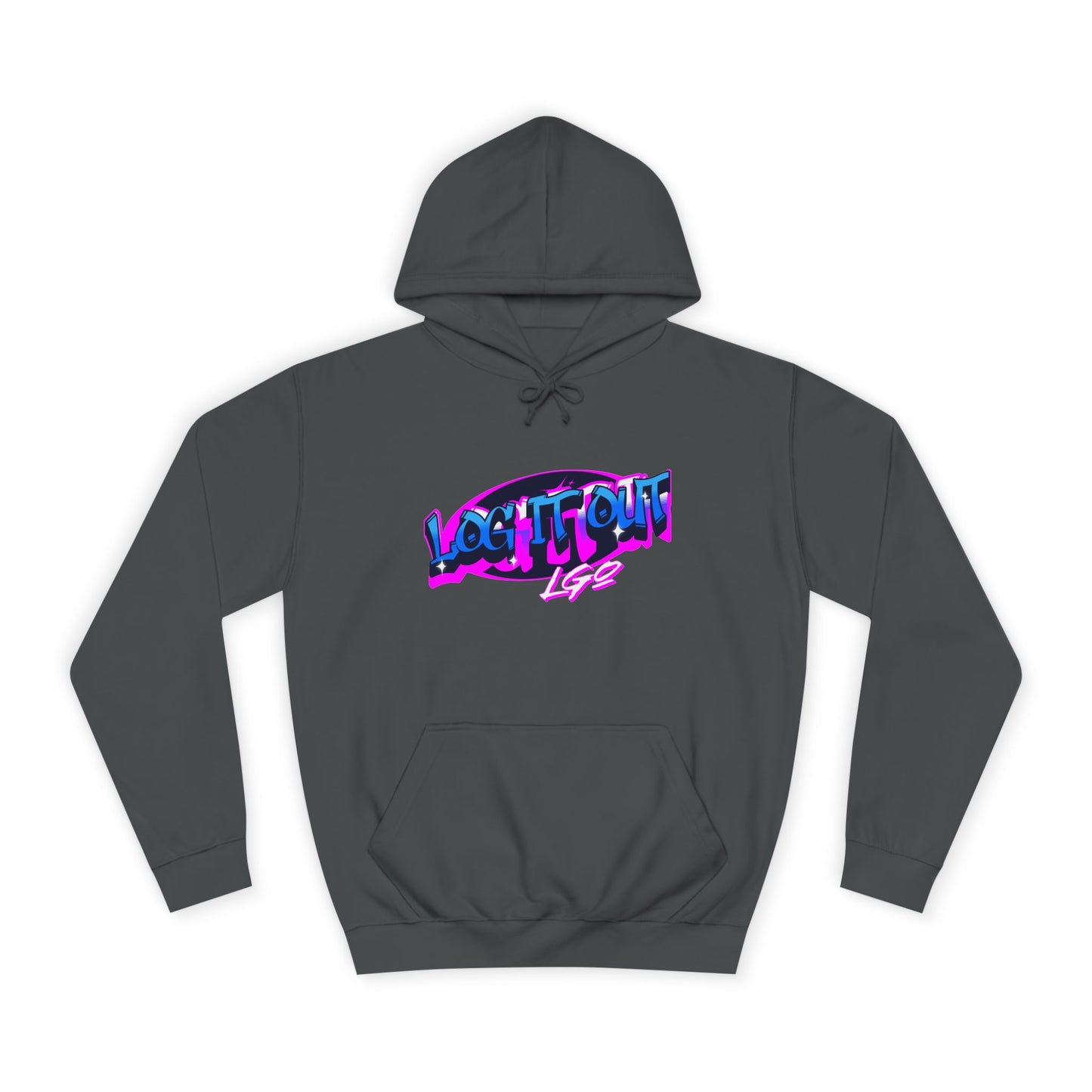 Vibrant Graffiti"Log it out"Hoodie, Unisex Fashion, Casual Wear, Student Apparel, Street Style, Gift for Graduates