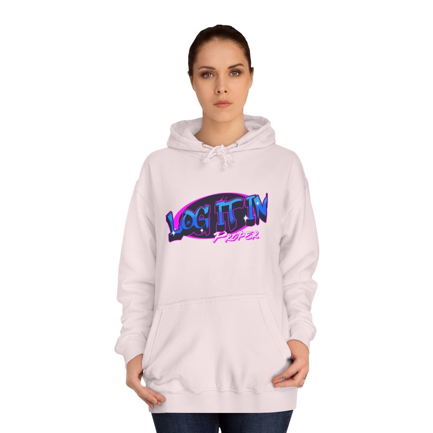 Vibrant Hoodie - Log It In, Unisex Pullover, Cozy Sweatshirt, College Apparel, Gift for Students, Trendy Fashion