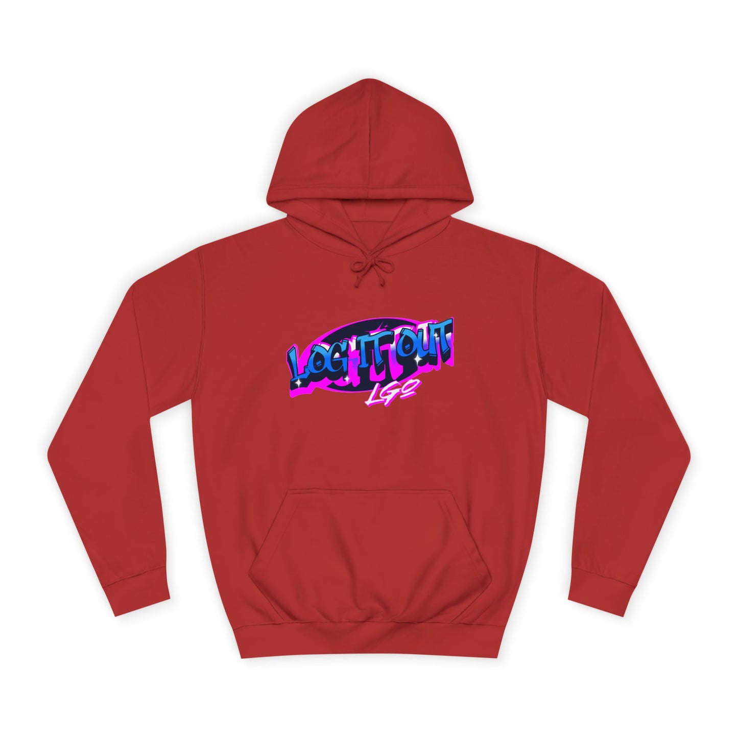 Vibrant Graffiti"Log it out"Hoodie, Unisex Fashion, Casual Wear, Student Apparel, Street Style, Gift for Graduates
