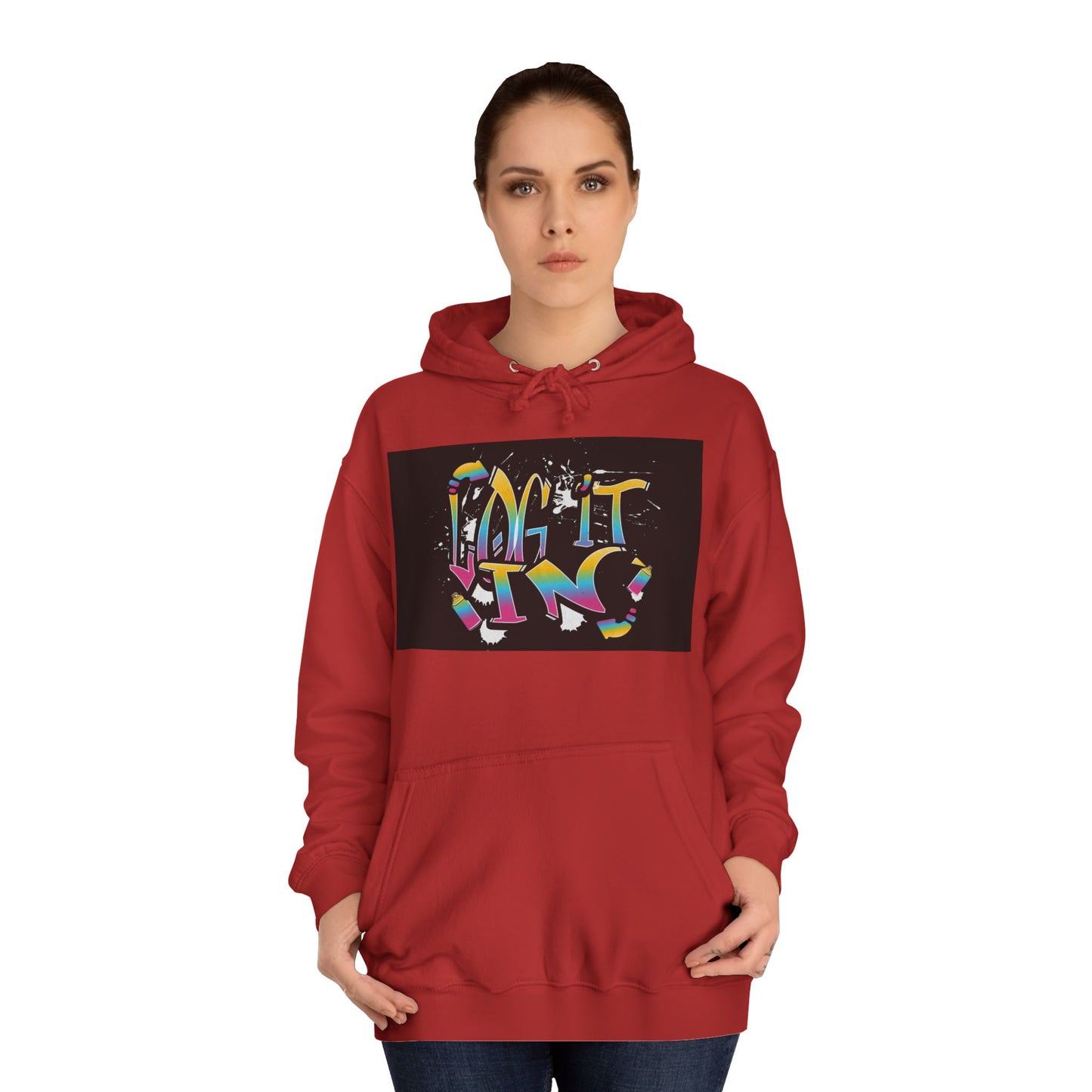 Colorful Unisex "log it in" Hoodie - Vibrant and Fun Sweatshirt for Anybody, Gift for Graduation, CozyWear, Artsy Hoodie