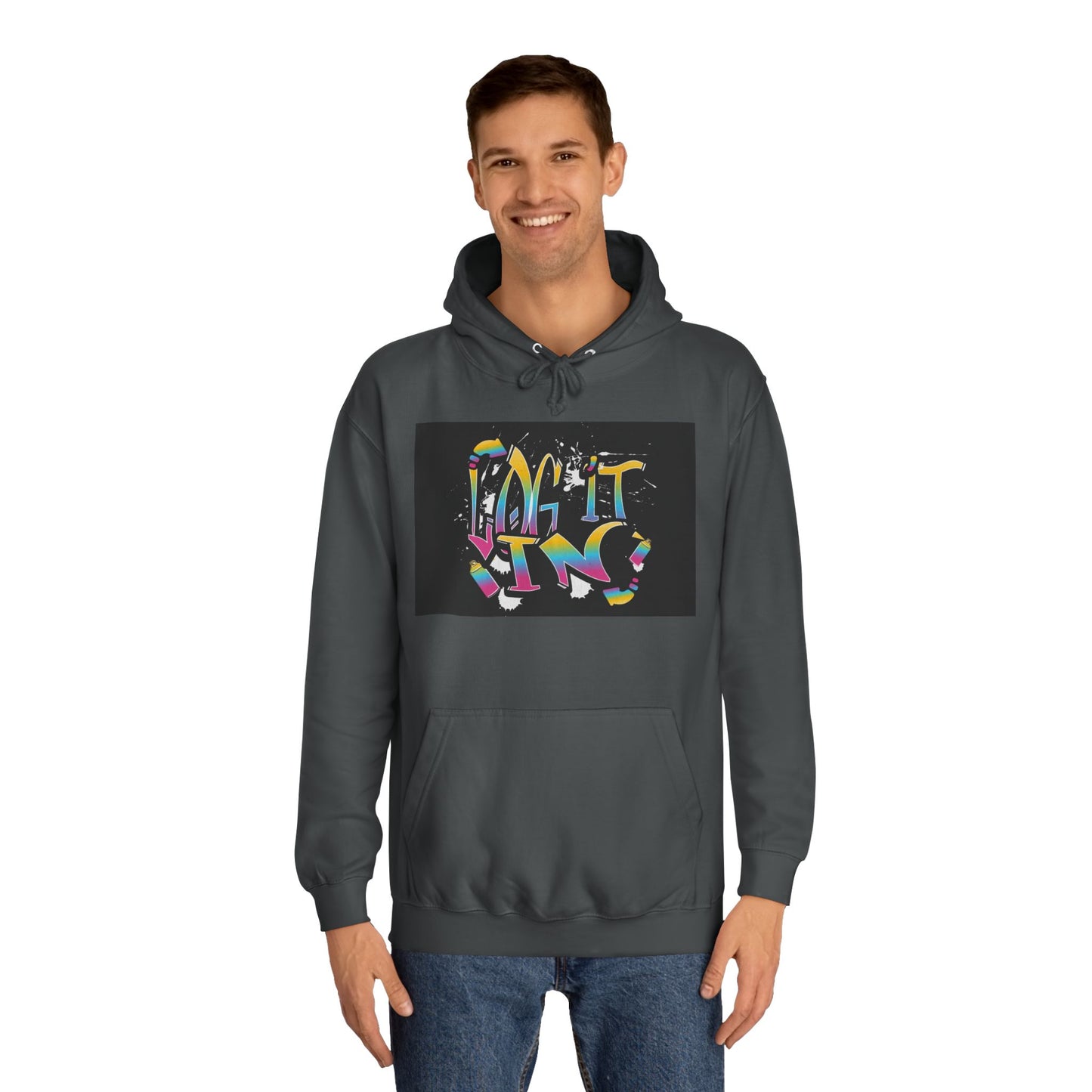 Colorful Unisex "log it in" Hoodie - Vibrant and Fun Sweatshirt for Anybody, Gift for Graduation, CozyWear, Artsy Hoodie