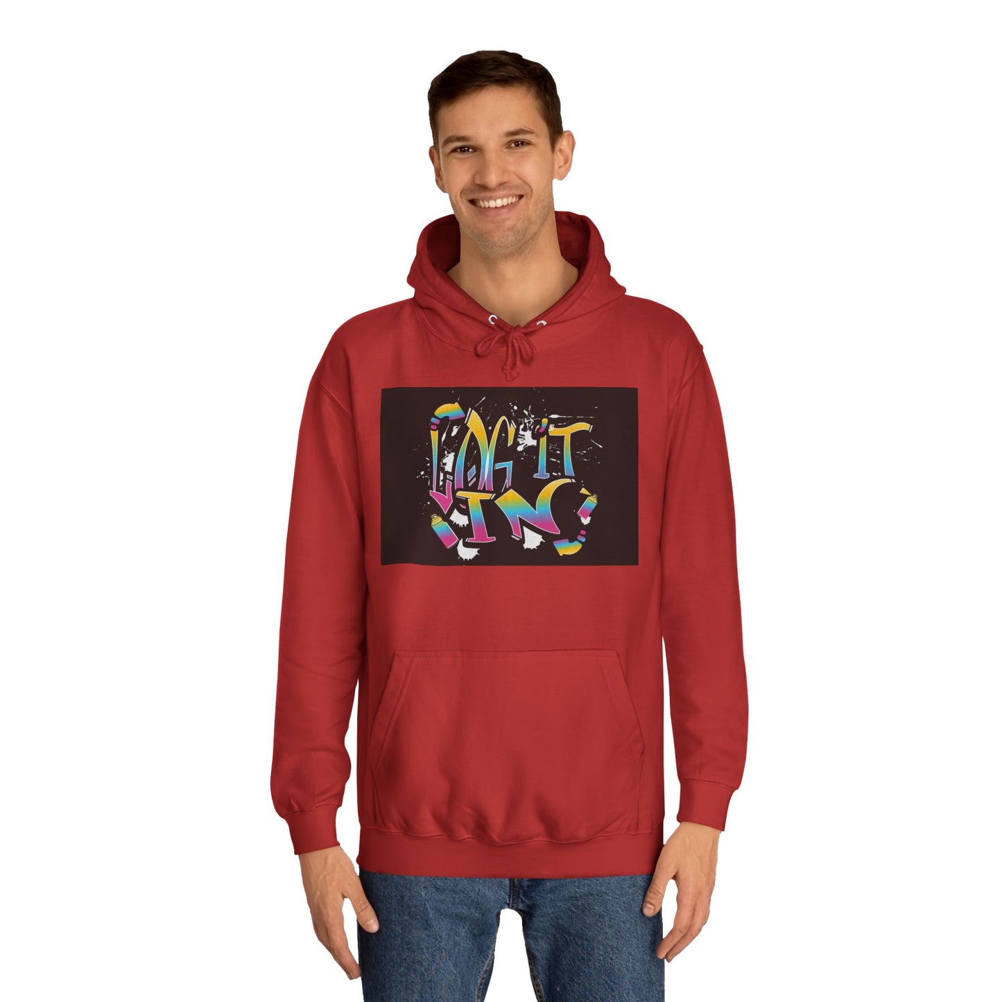 Colorful Unisex "log it in" Hoodie - Vibrant and Fun Sweatshirt for Anybody, Gift for Graduation, CozyWear, Artsy Hoodie