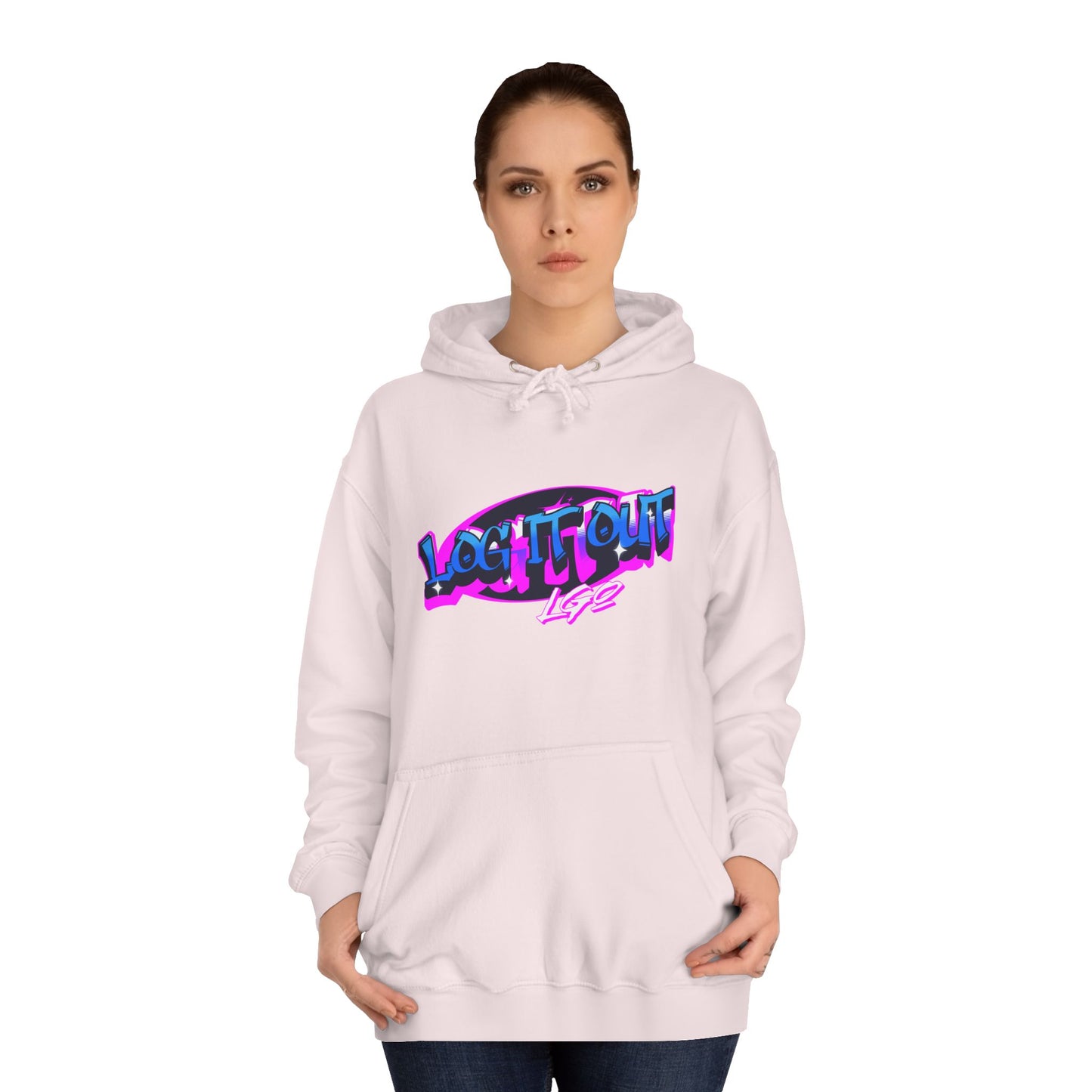 Vibrant Graffiti"Log it out"Hoodie, Unisex Fashion, Casual Wear, Student Apparel, Street Style, Gift for Graduates