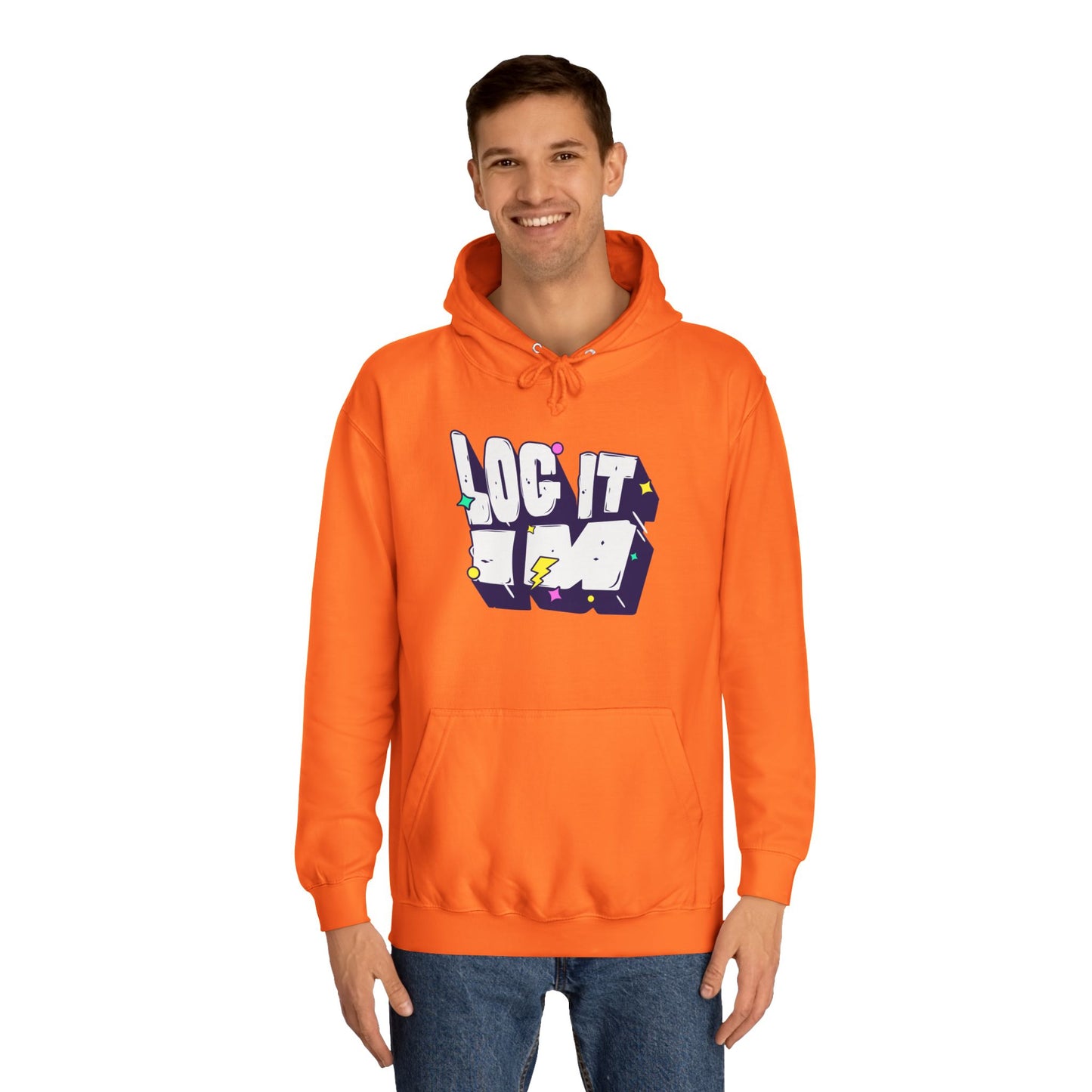 Vibrant Unisex LOG IT IN Hoodie, Trendy Streetwear, Apparel, Unique Gift, Casual Everyday Wear