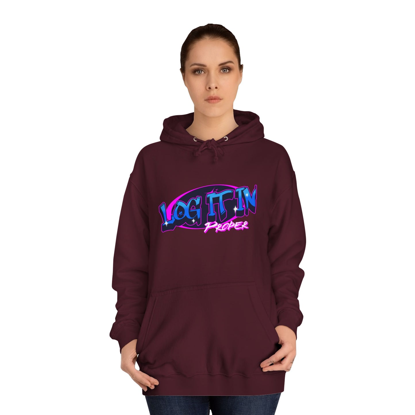 Vibrant Hoodie - Log It In, Unisex Pullover, Cozy Sweatshirt, College Apparel, Gift for Students, Trendy Fashion
