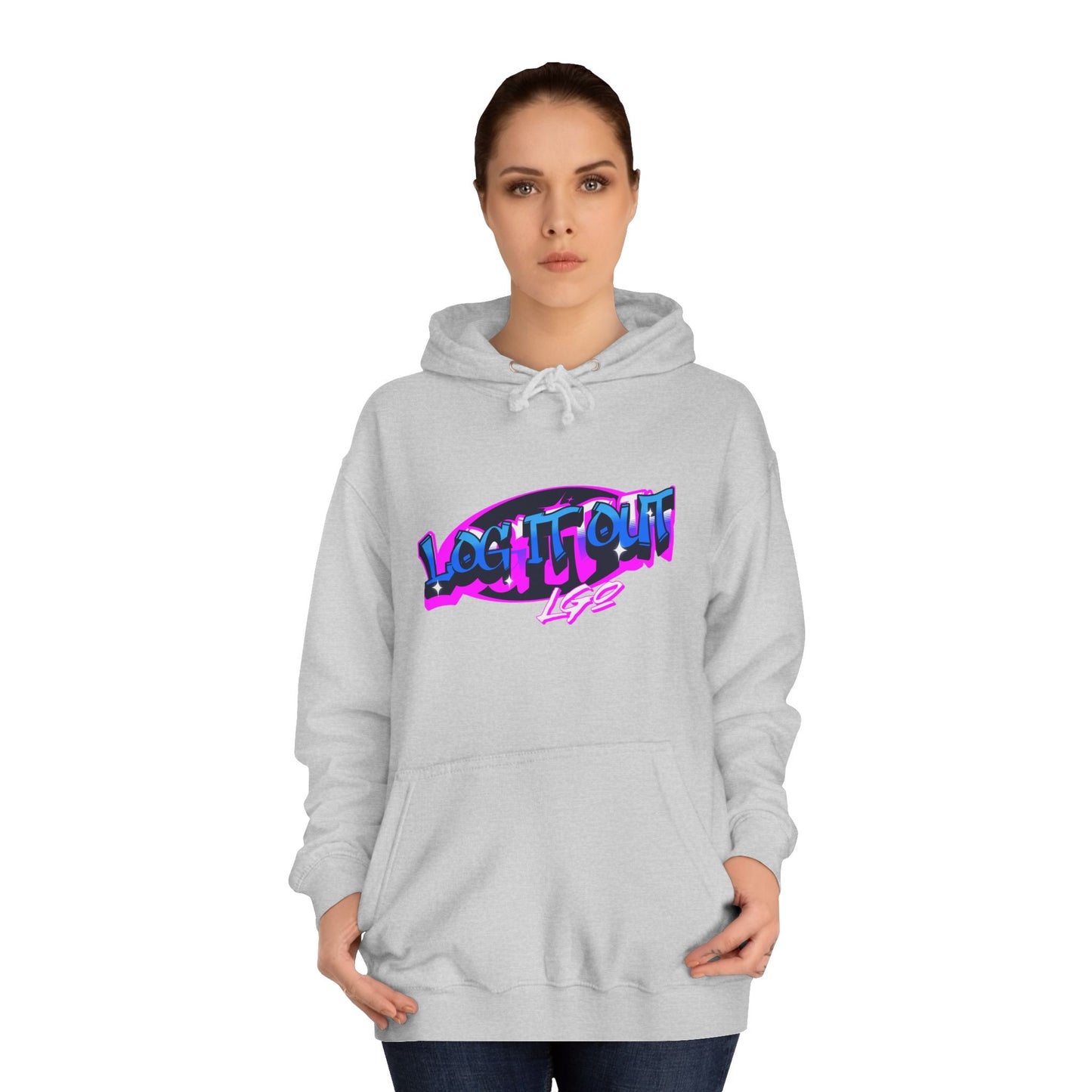 Vibrant Graffiti"Log it out"Hoodie, Unisex Fashion, Casual Wear, Student Apparel, Street Style, Gift for Graduates