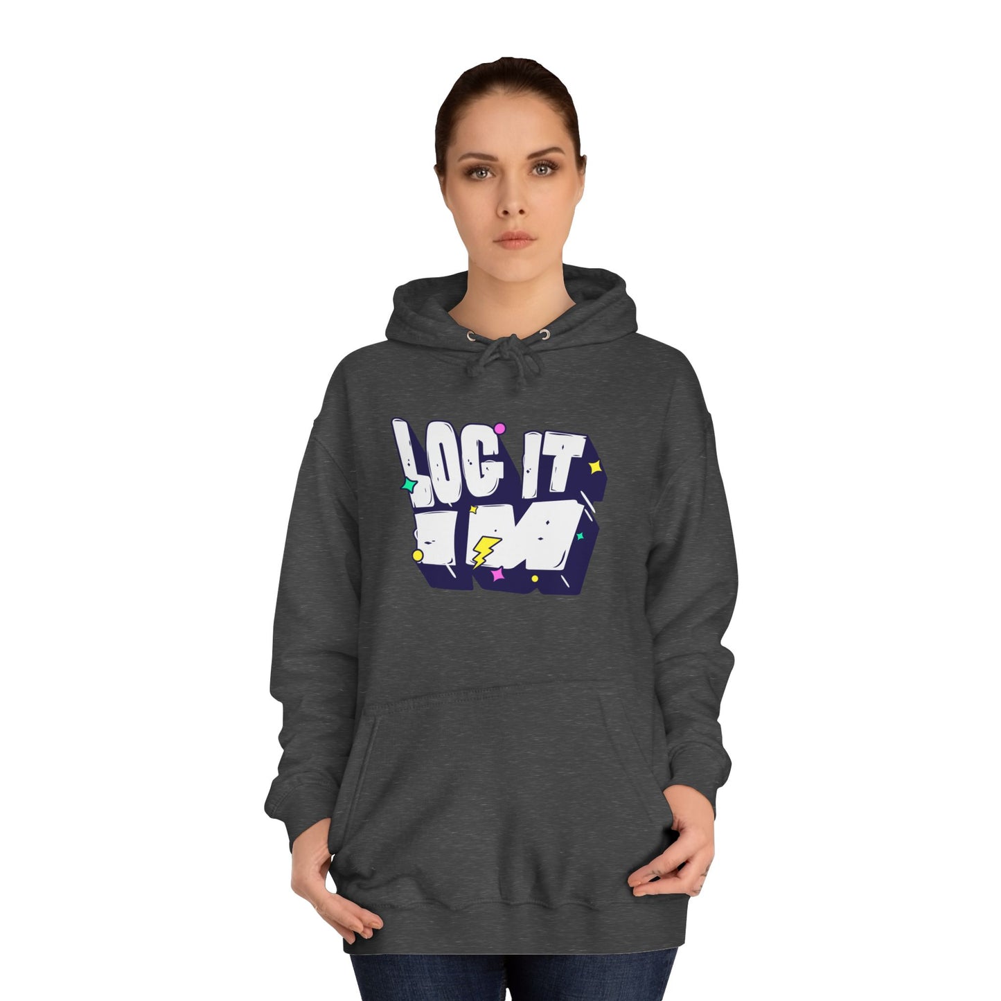 Vibrant Unisex LOG IT IN Hoodie, Trendy Streetwear, Apparel, Unique Gift, Casual Everyday Wear
