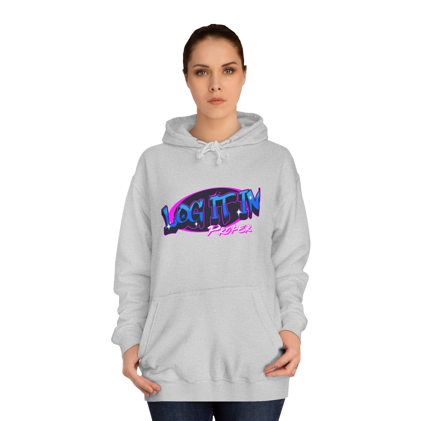 Vibrant Hoodie - Log It In, Unisex Pullover, Cozy Sweatshirt, College Apparel, Gift for Students, Trendy Fashion