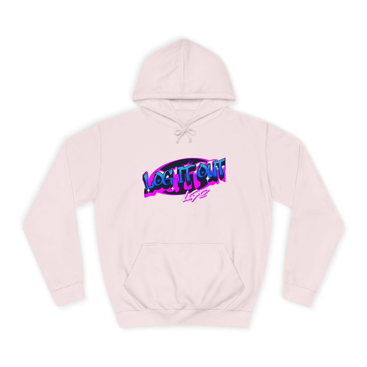 Vibrant Graffiti"Log it out"Hoodie, Unisex Fashion, Casual Wear, Student Apparel, Street Style, Gift for Graduates
