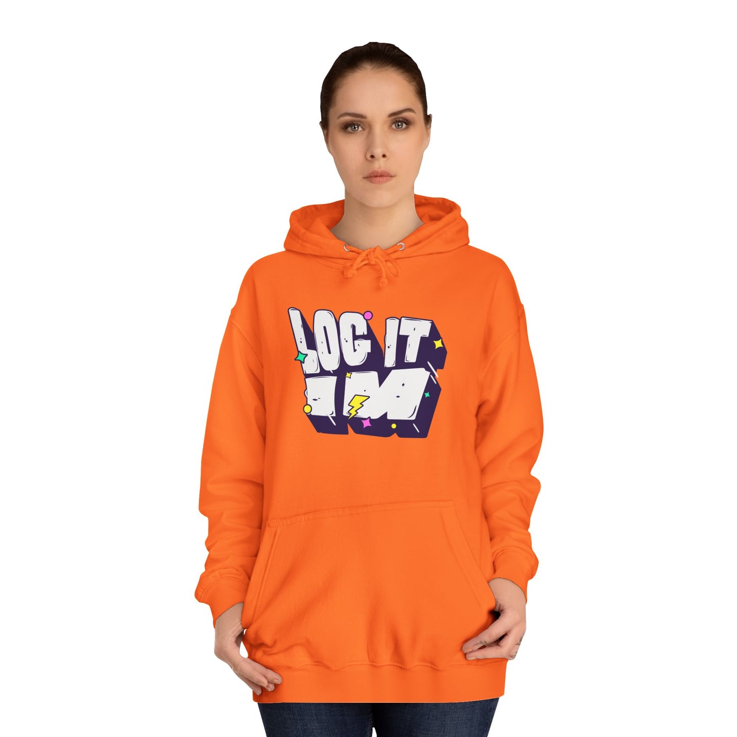 Vibrant Unisex LOG IT IN Hoodie, Trendy Streetwear, Apparel, Unique Gift, Casual Everyday Wear
