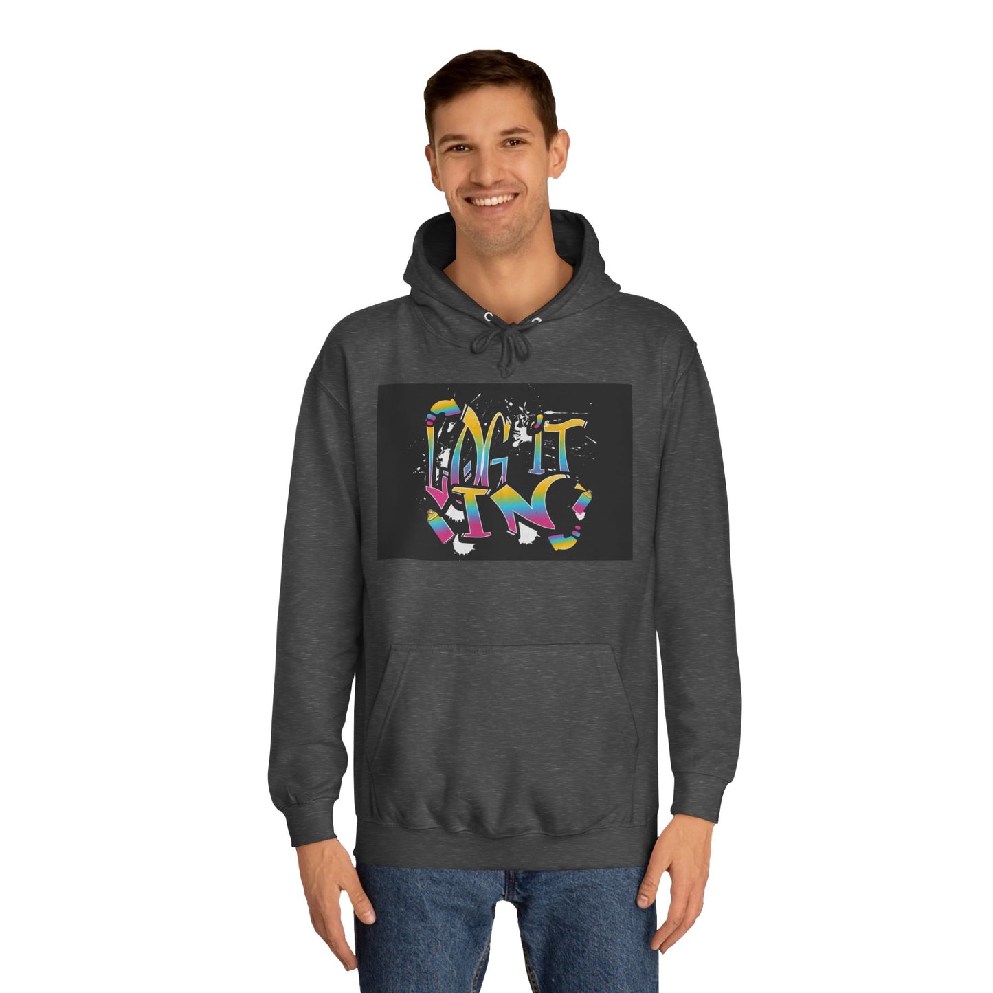 Colorful Unisex "log it in" Hoodie - Vibrant and Fun Sweatshirt for Anybody, Gift for Graduation, CozyWear, Artsy Hoodie