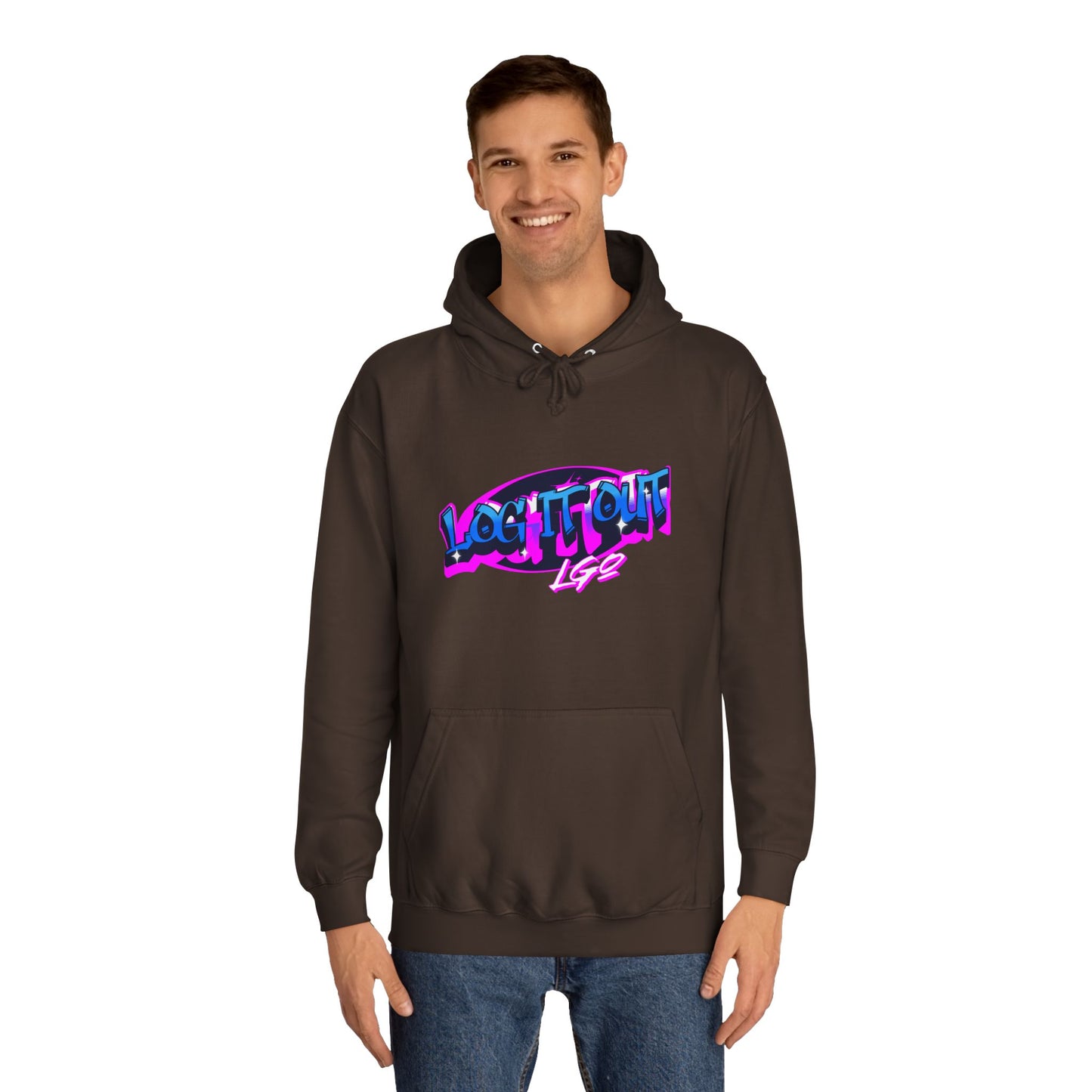 Vibrant Graffiti"Log it out"Hoodie, Unisex Fashion, Casual Wear, Student Apparel, Street Style, Gift for Graduates
