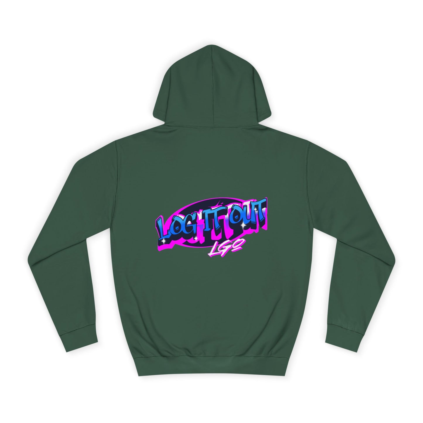 Vibrant Graffiti"Log it out"Hoodie, Unisex Fashion, Casual Wear, Student Apparel, Street Style, Gift for Graduates