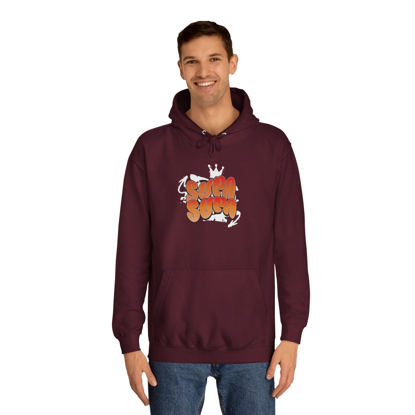 Unisex Hoodie with Retro 'Supa Supa' Design