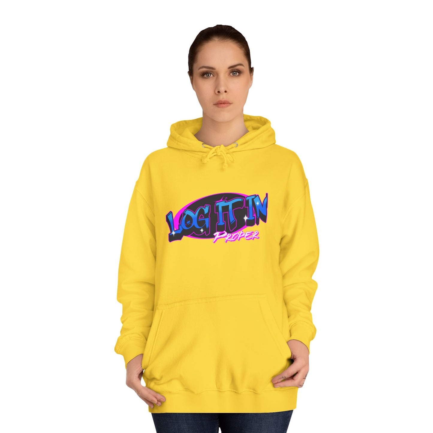 Vibrant Hoodie - Log It In, Unisex Pullover, Cozy Sweatshirt, College Apparel, Gift for Students, Trendy Fashion