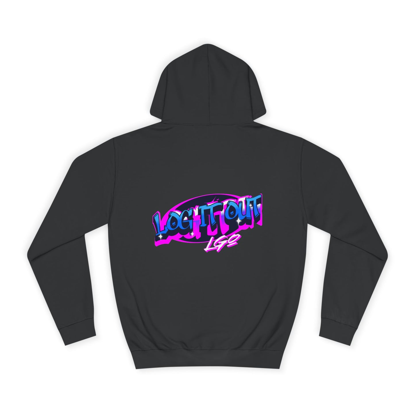 Vibrant Graffiti"Log it out"Hoodie, Unisex Fashion, Casual Wear, Student Apparel, Street Style, Gift for Graduates