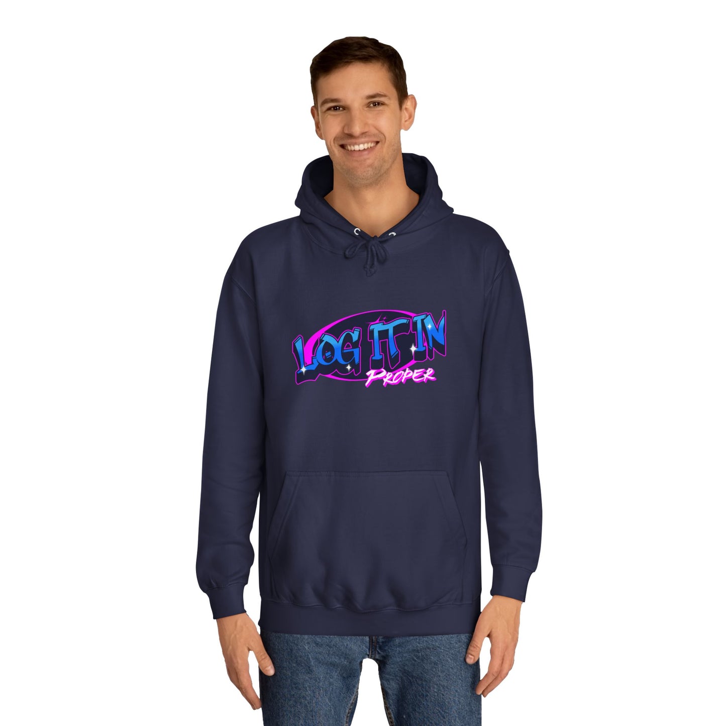 Vibrant Hoodie - Log It In, Unisex Pullover, Cozy Sweatshirt, College Apparel, Gift for Students, Trendy Fashion