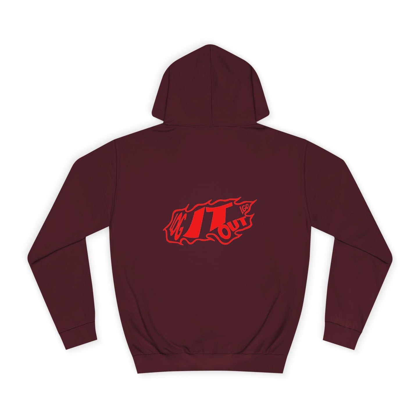 Unisex Log it out Hoodie with Bold Red Design, Cozy Oversized Sweatshirt, Ideal for Every day, Casual Wears, Events, Gifts