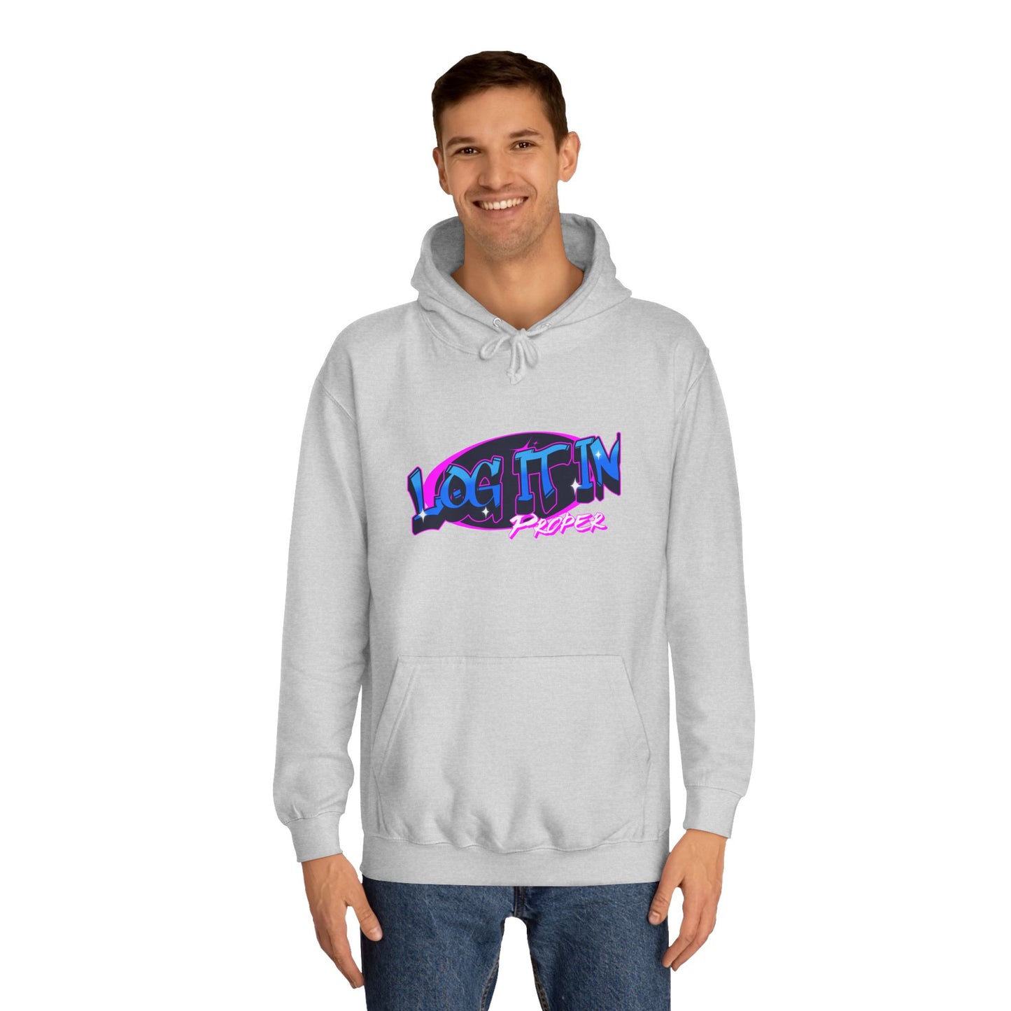 Vibrant Hoodie - Log It In, Unisex Pullover, Cozy Sweatshirt, College Apparel, Gift for Students, Trendy Fashion