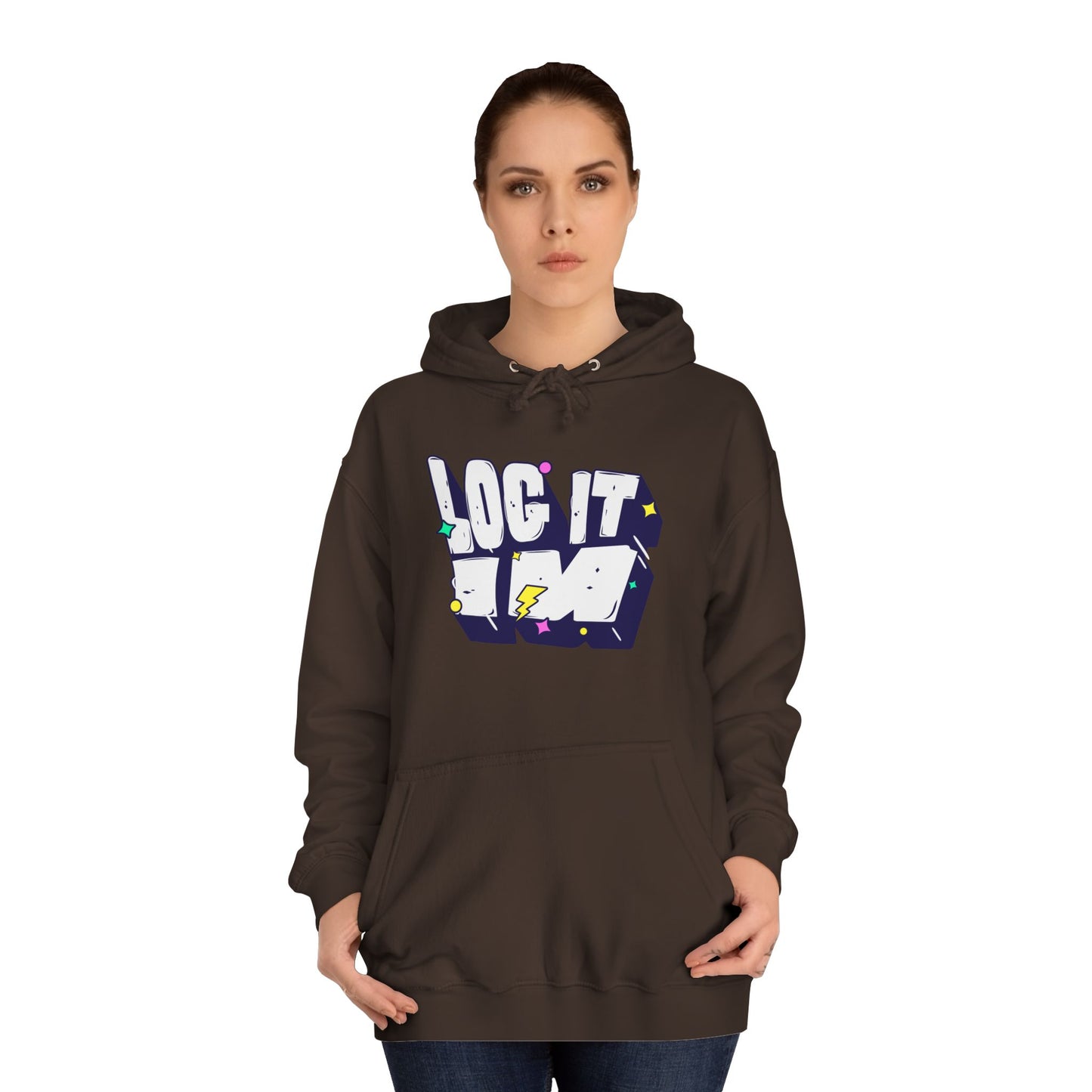 Vibrant Unisex LOG IT IN Hoodie, Trendy Streetwear, Apparel, Unique Gift, Casual Everyday Wear