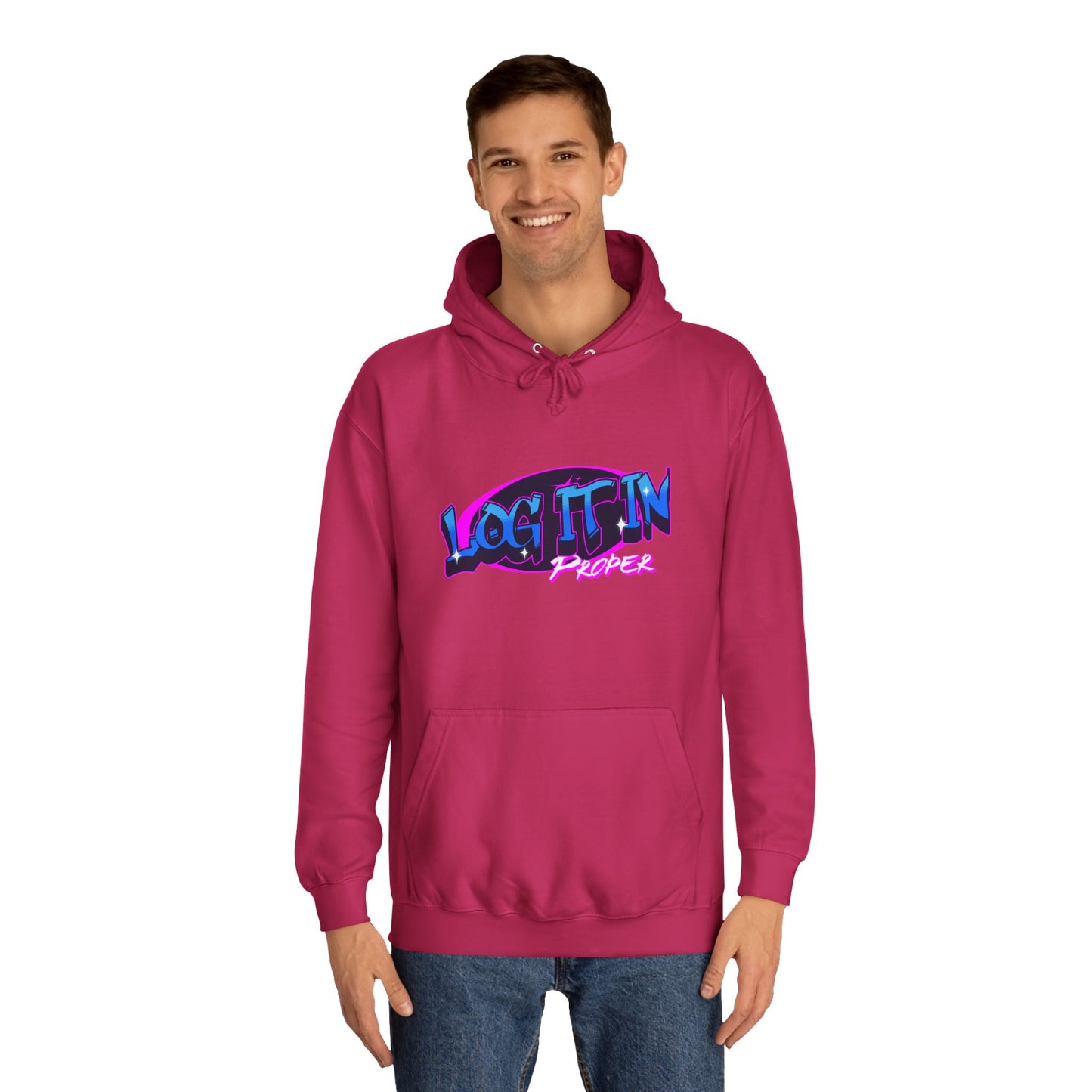 Vibrant Hoodie - Log It In, Unisex Pullover, Cozy Sweatshirt, College Apparel, Gift for Students, Trendy Fashion