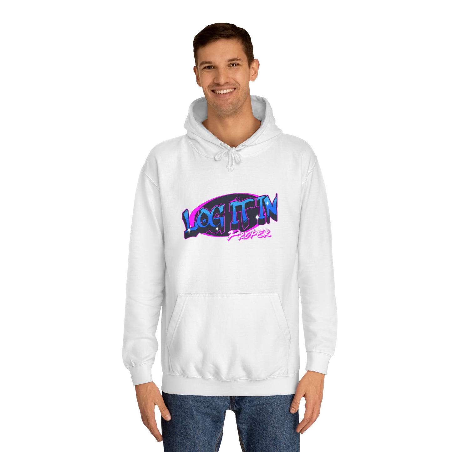 Vibrant Hoodie - Log It In, Unisex Pullover, Cozy Sweatshirt, College Apparel, Gift for Students, Trendy Fashion
