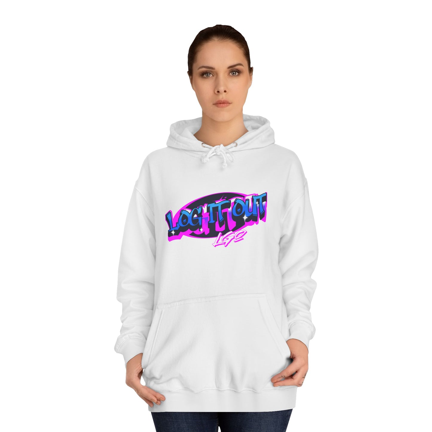 Vibrant Graffiti"Log it out"Hoodie, Unisex Fashion, Casual Wear, Student Apparel, Street Style, Gift for Graduates