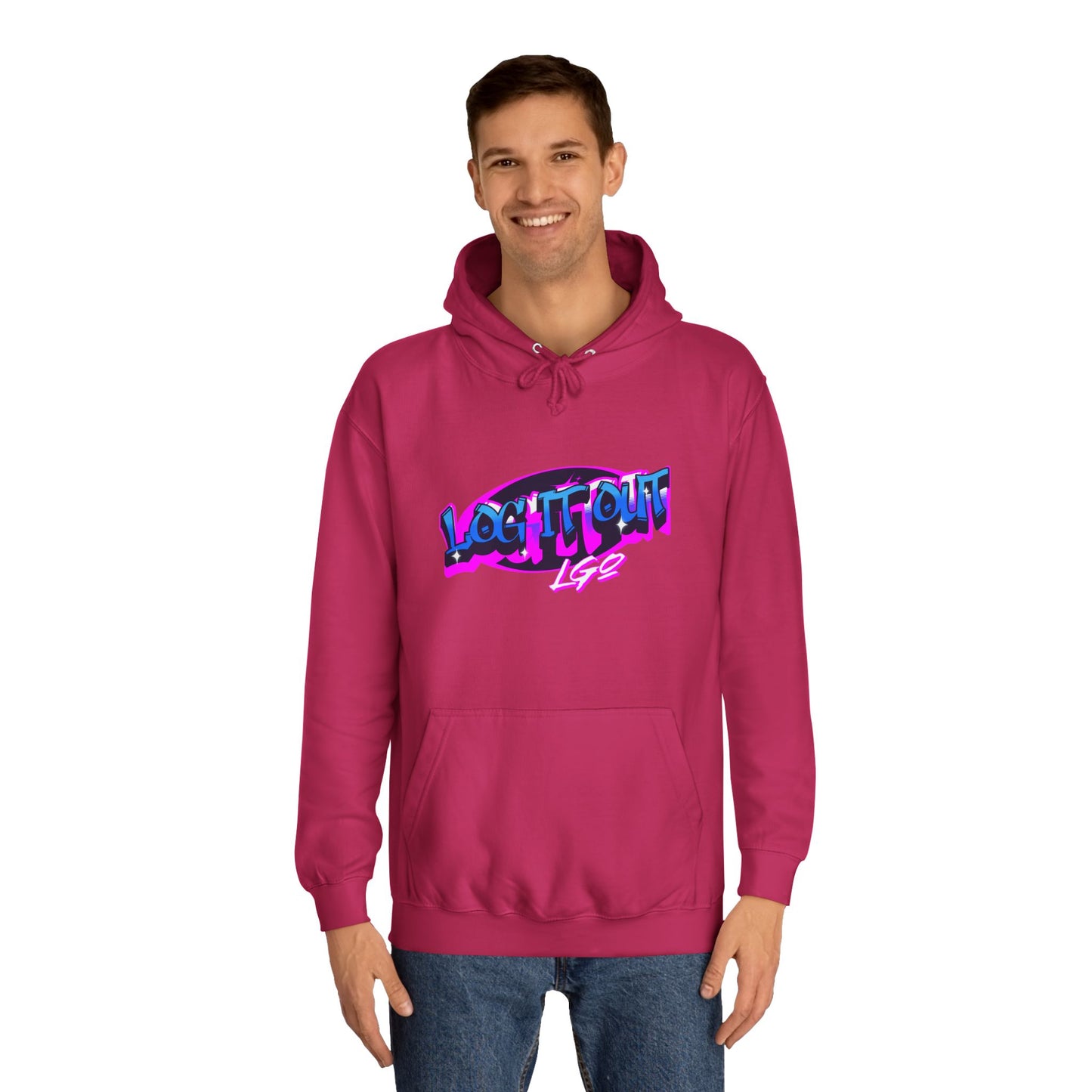 Vibrant Graffiti"Log it out"Hoodie, Unisex Fashion, Casual Wear, Student Apparel, Street Style, Gift for Graduates