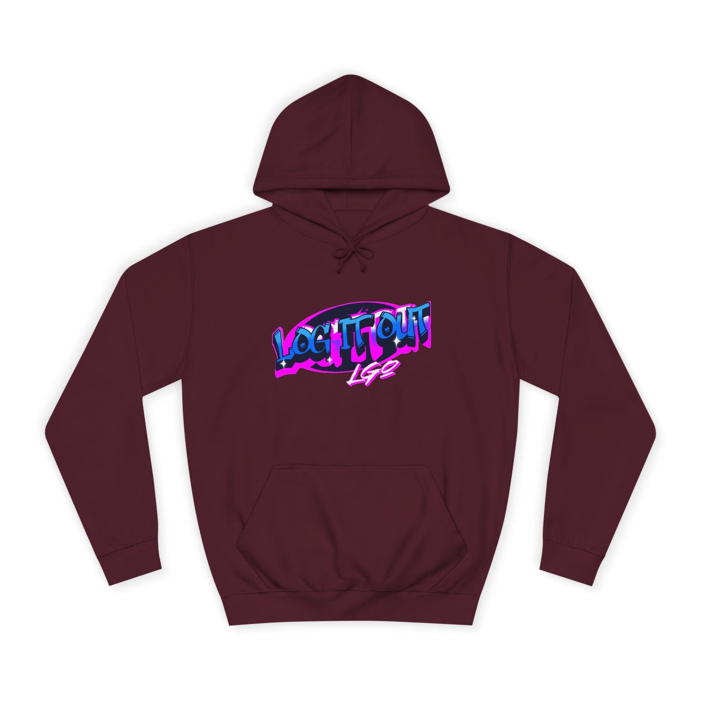 Vibrant Graffiti"Log it out"Hoodie, Unisex Fashion, Casual Wear, Student Apparel, Street Style, Gift for Graduates