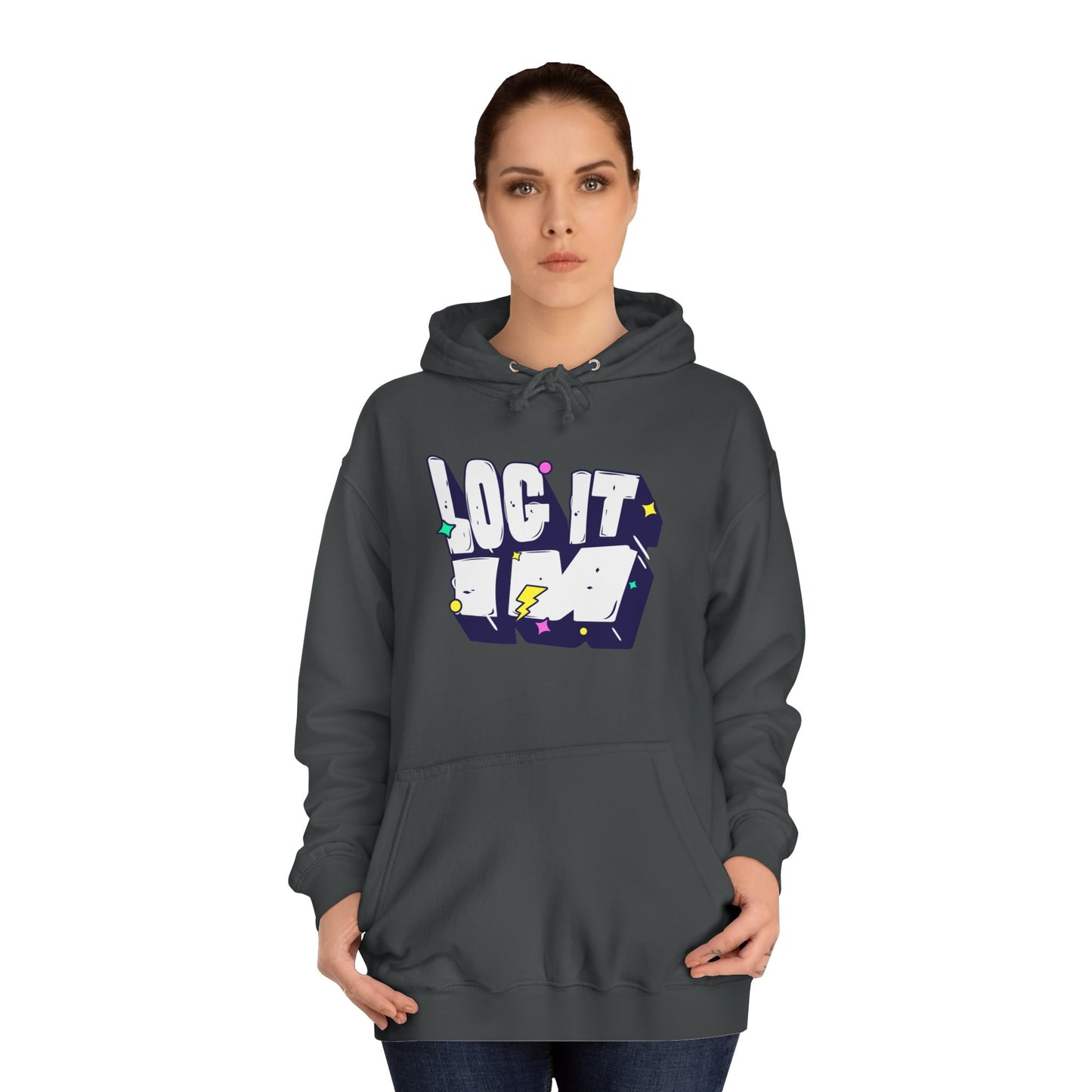 Vibrant Unisex LOG IT IN Hoodie, Trendy Streetwear, Apparel, Unique Gift, Casual Everyday Wear