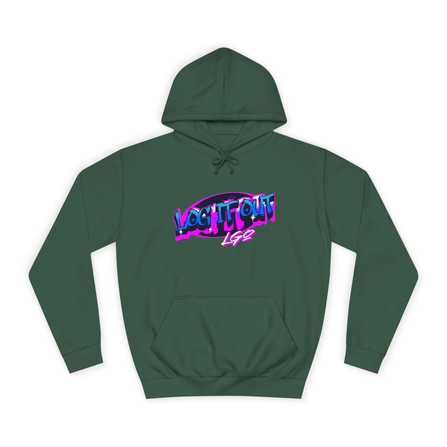 Vibrant Graffiti"Log it out"Hoodie, Unisex Fashion, Casual Wear, Student Apparel, Street Style, Gift for Graduates