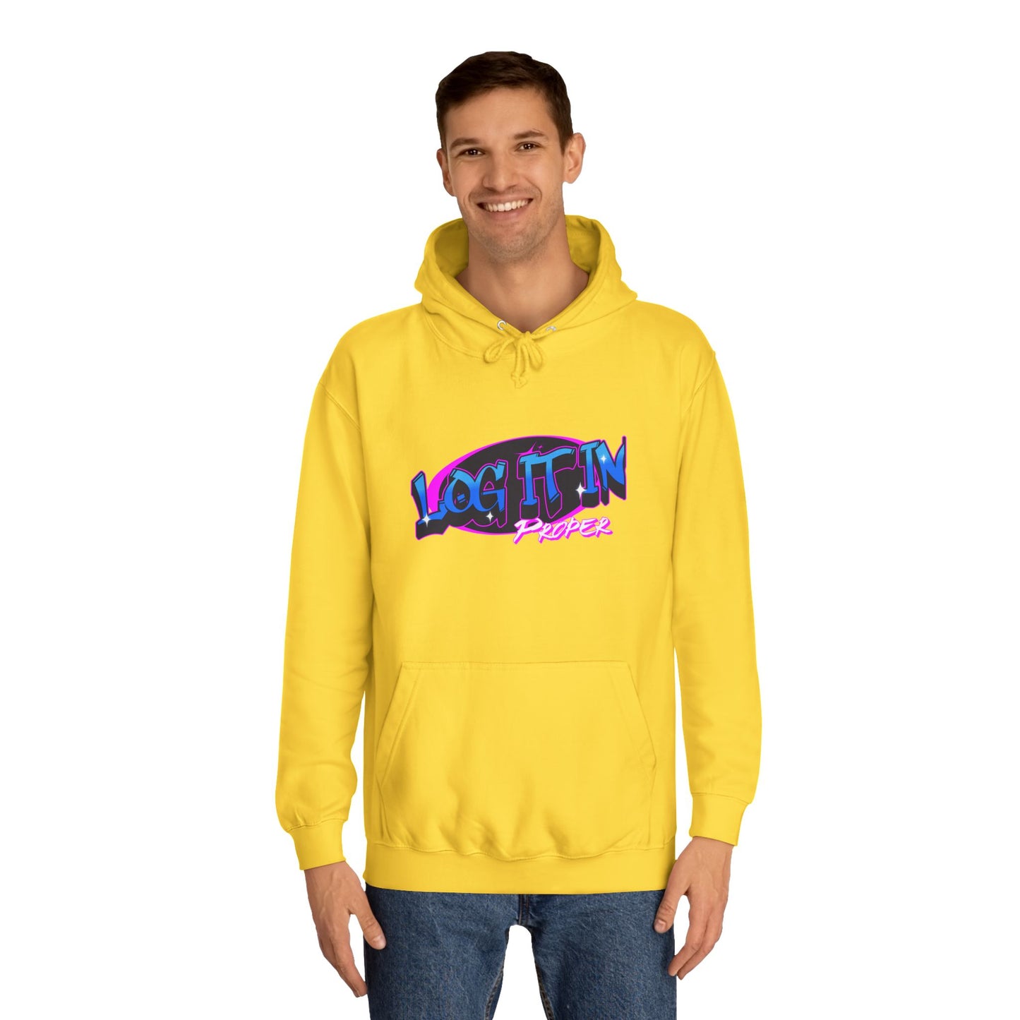 Vibrant Hoodie - Log It In, Unisex Pullover, Cozy Sweatshirt, College Apparel, Gift for Students, Trendy Fashion