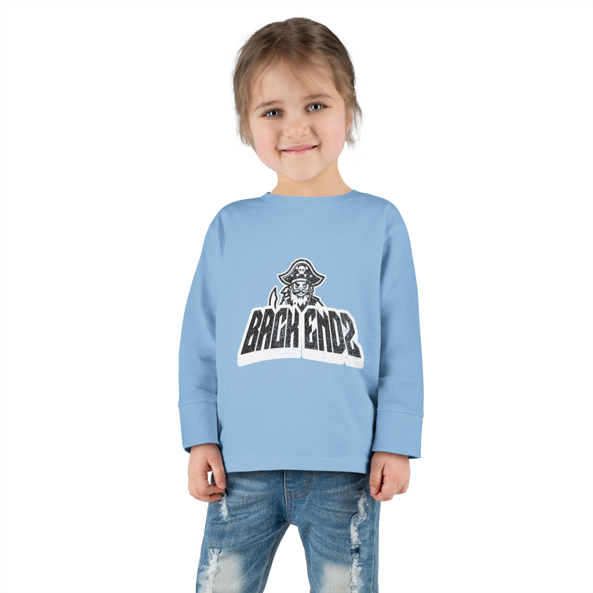 Toddler Long Sleeve Tee — Pirate Skull "Back Endz" Graphic