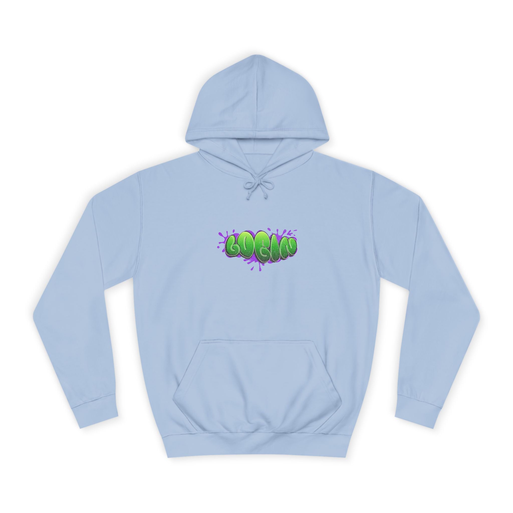 Hoodie with Green Graffiti "Login" Design - Streetwear Pullover