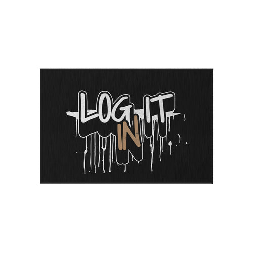 "Log It In" Outdoor Rug — Graffiti Drip Doormat for Porch & Patio