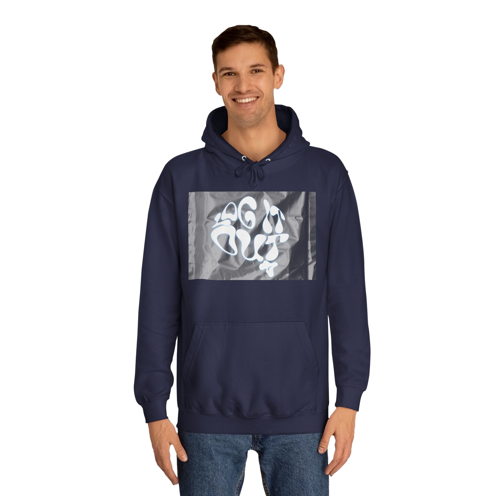 Cozy Unisex 'LOG IT OUT' Hoodie with Abstract Design, Sweatshirt, Graphic Hoodie, Casual Wear, Perfect Fit