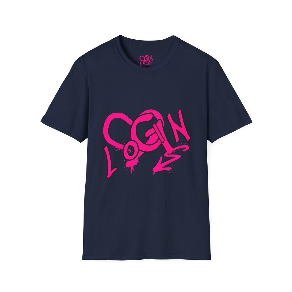 T-Shirt — Pink Graffiti 'Login' Streetwear Tee