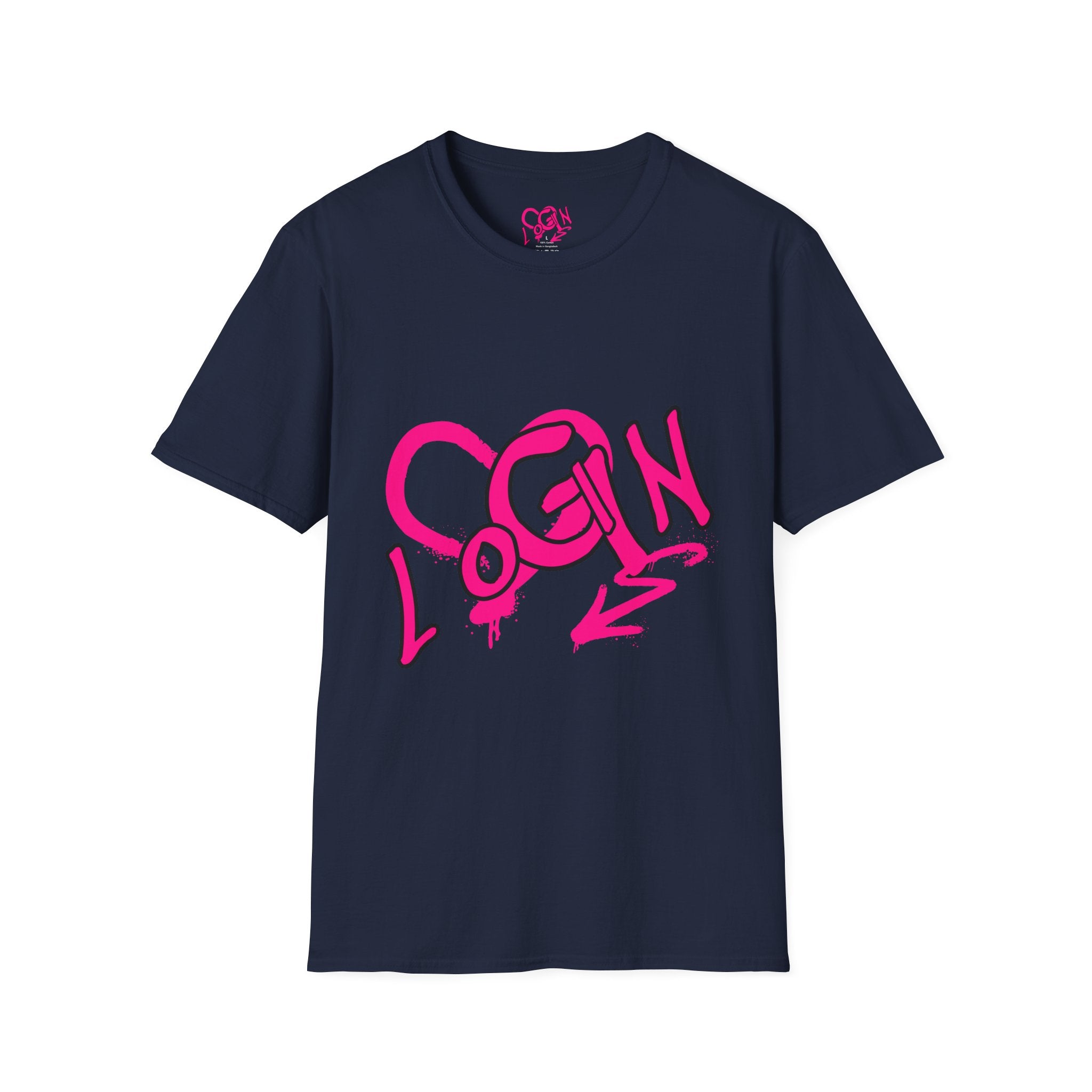 T-Shirt — Pink Graffiti 'Login' Streetwear Tee