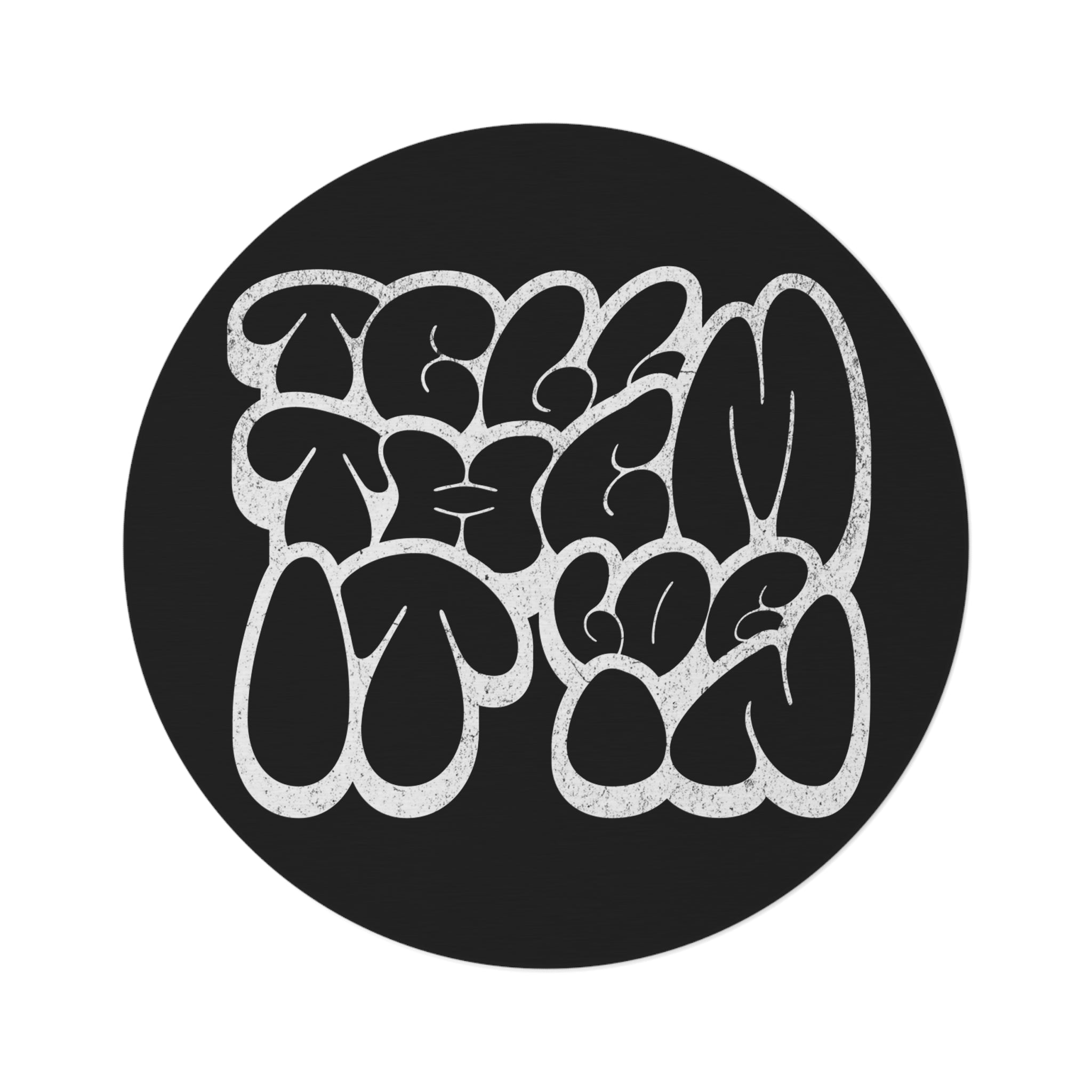 Round Rug — Retro Bubble Text 'Tell Them Log it in' Black Accent Rug