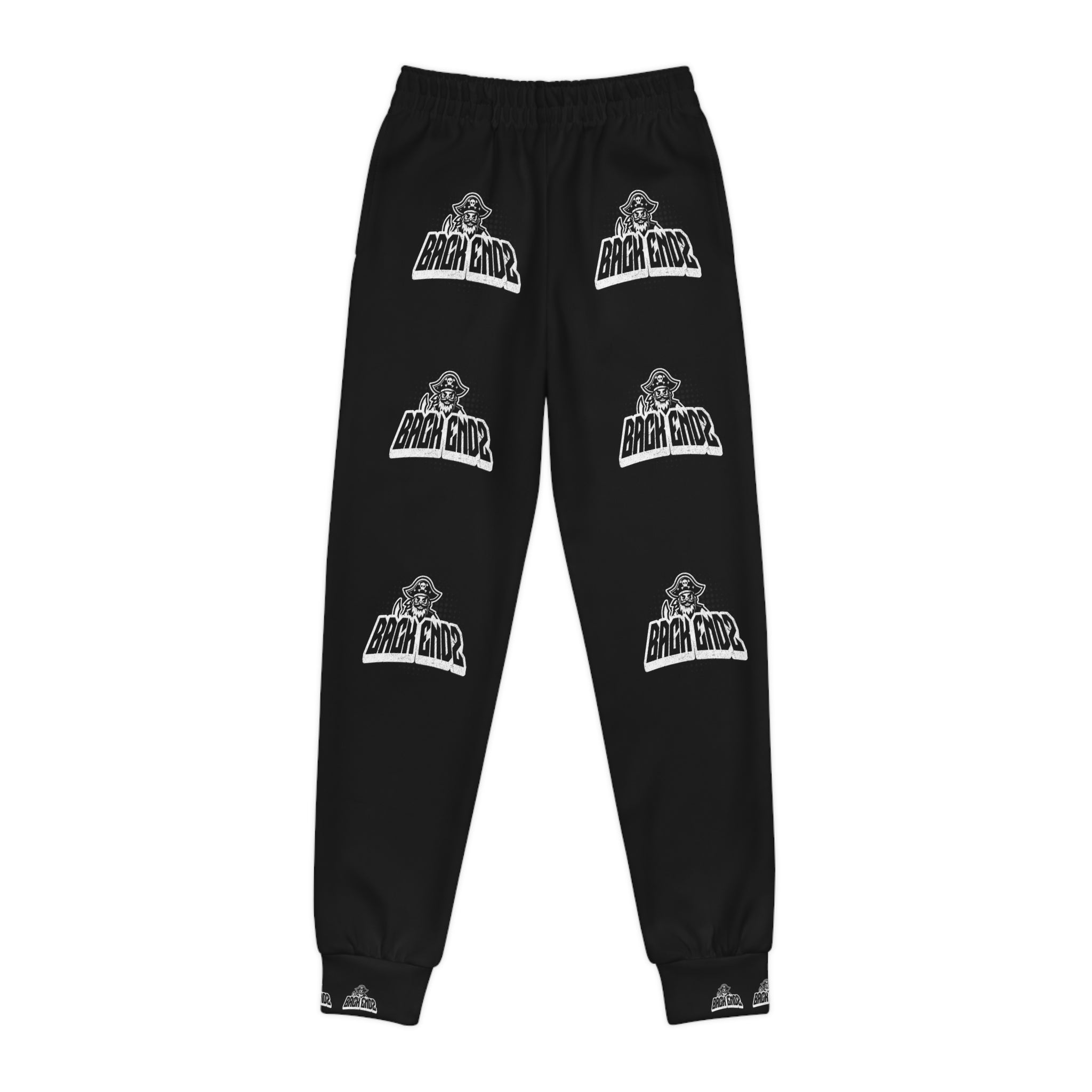 Youth Joggers — Black 'Back Endz' Logo All-Over Print Sweatpants
