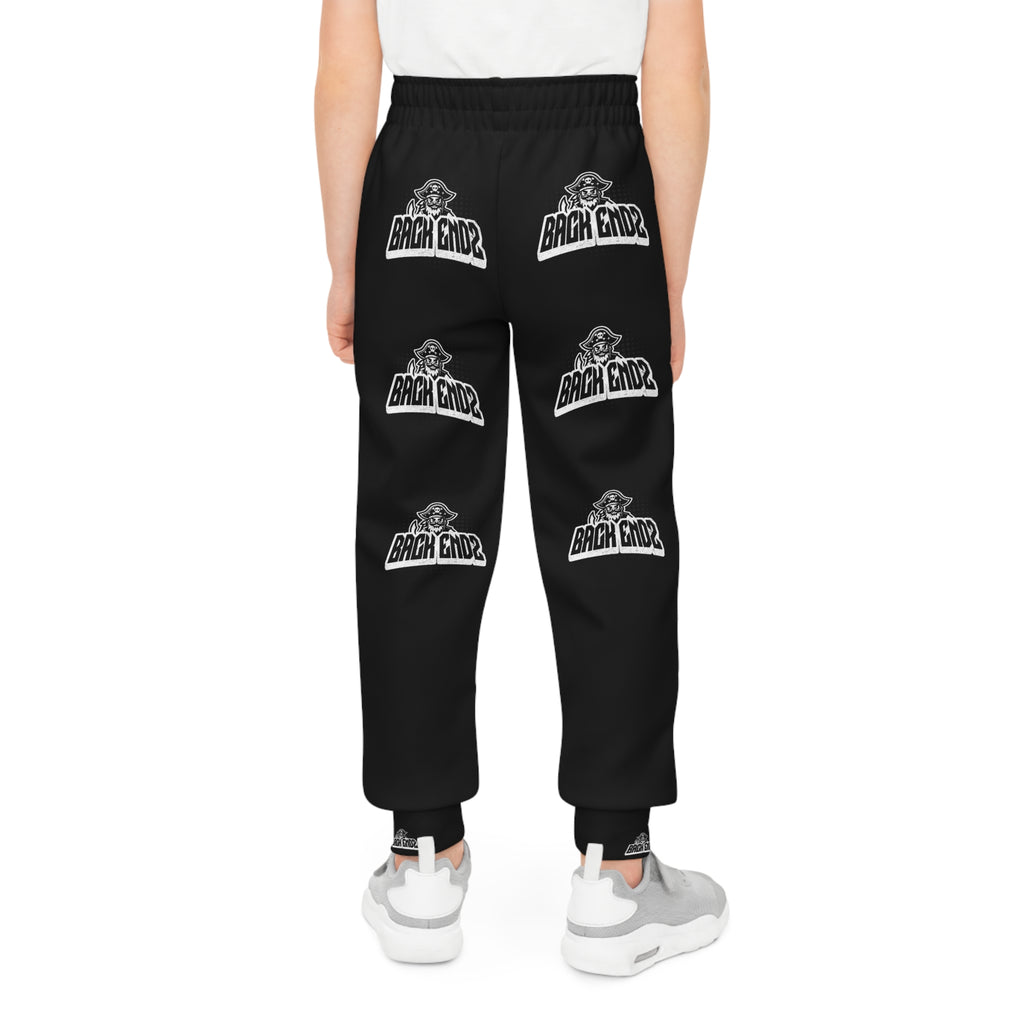 Youth Joggers — Black 'Back Endz' Logo All-Over Print Sweatpants