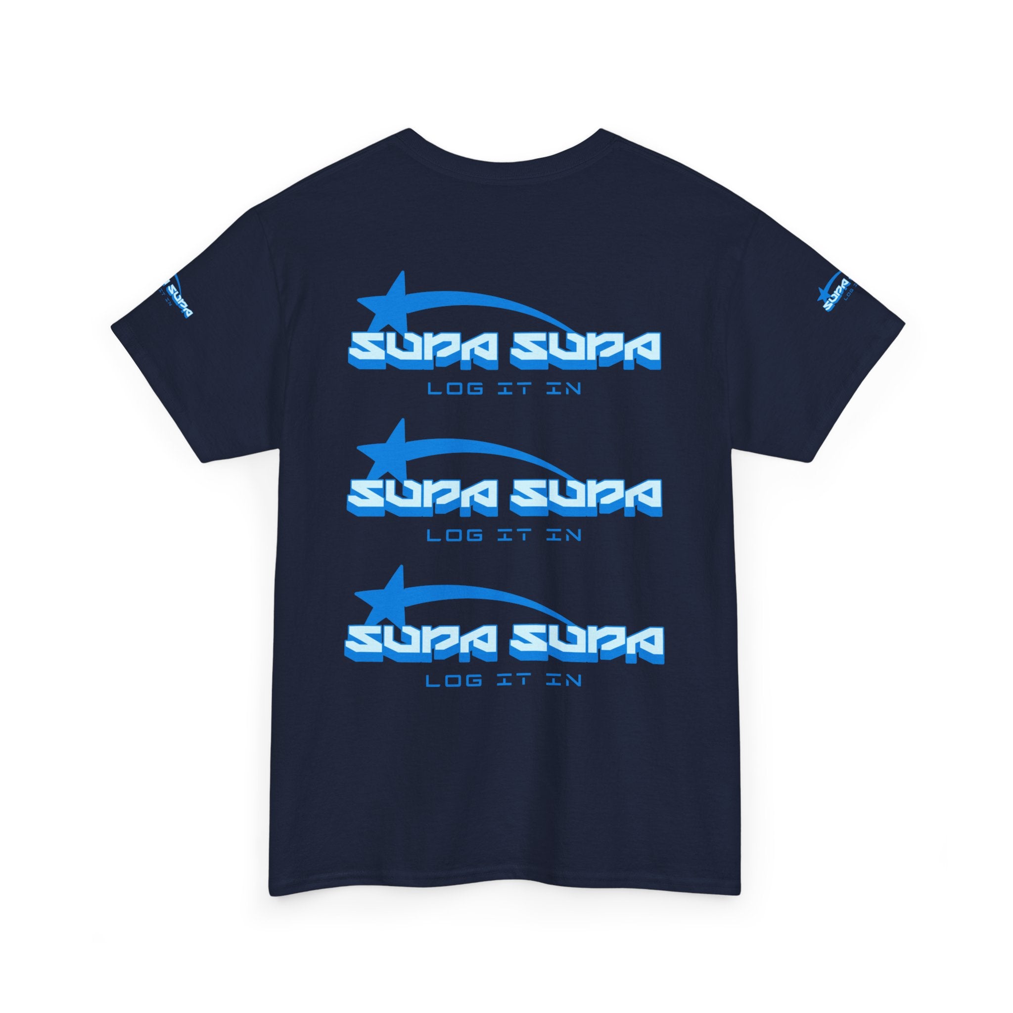 Supa Supa Retro Logo Tee — Blue Graphic Cotton T-Shirt