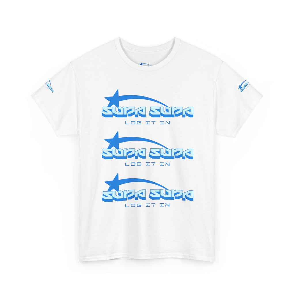 Supa Supa Retro Logo Tee — Blue Graphic Cotton T-Shirt