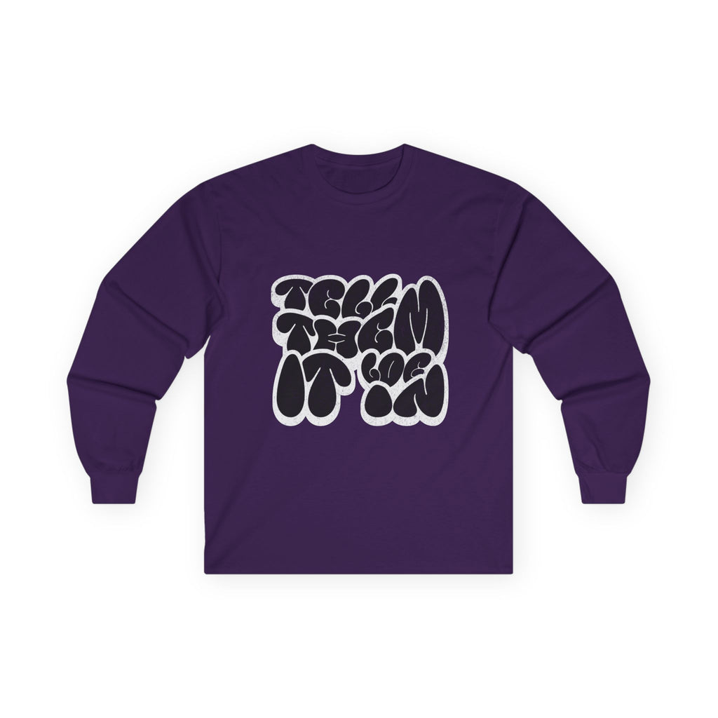 Long Sleeve "LOG IT IN" Tee — Retro Pebble Typography Graphic