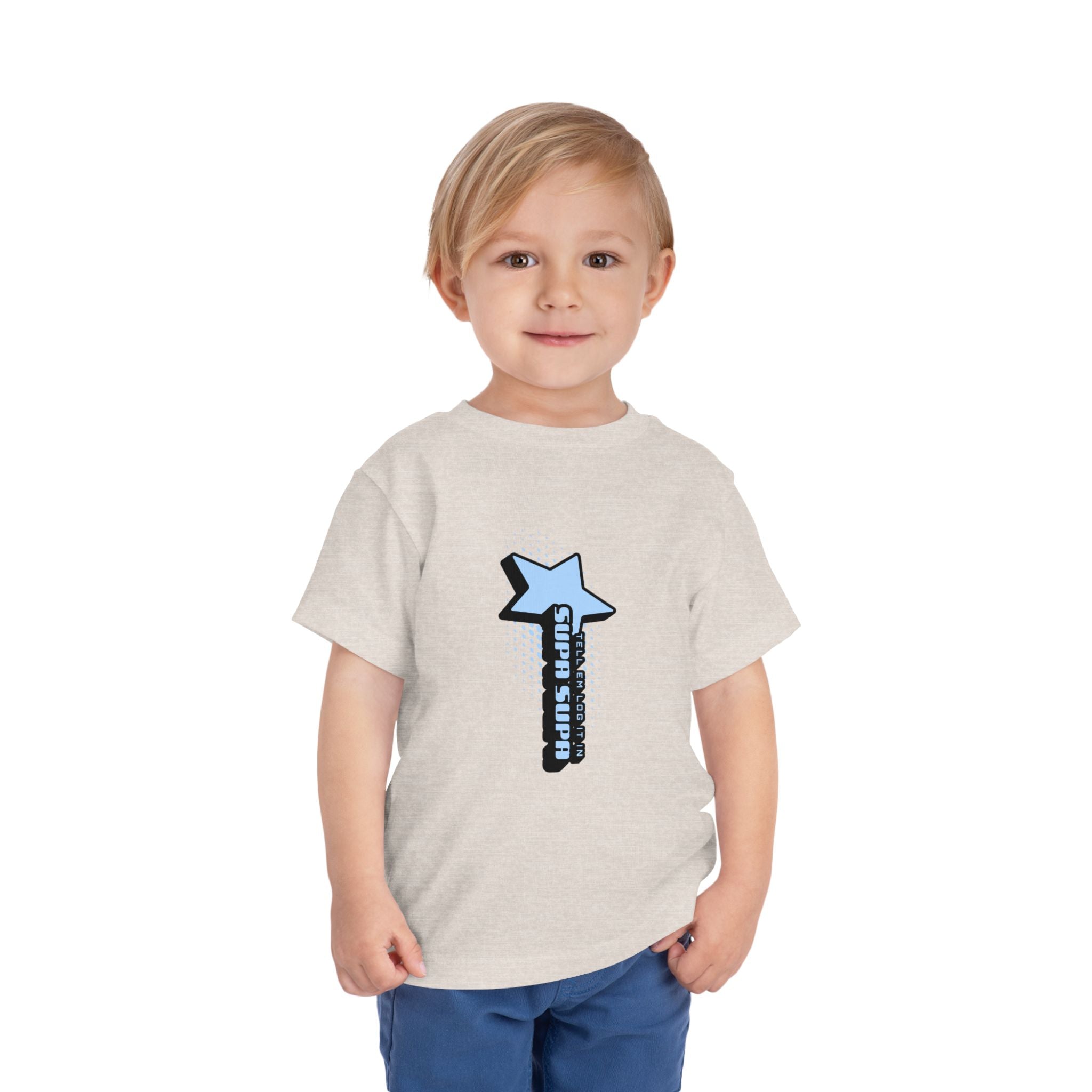 Toddler Tee — Blue Star "Tell em log it in" Graphic
