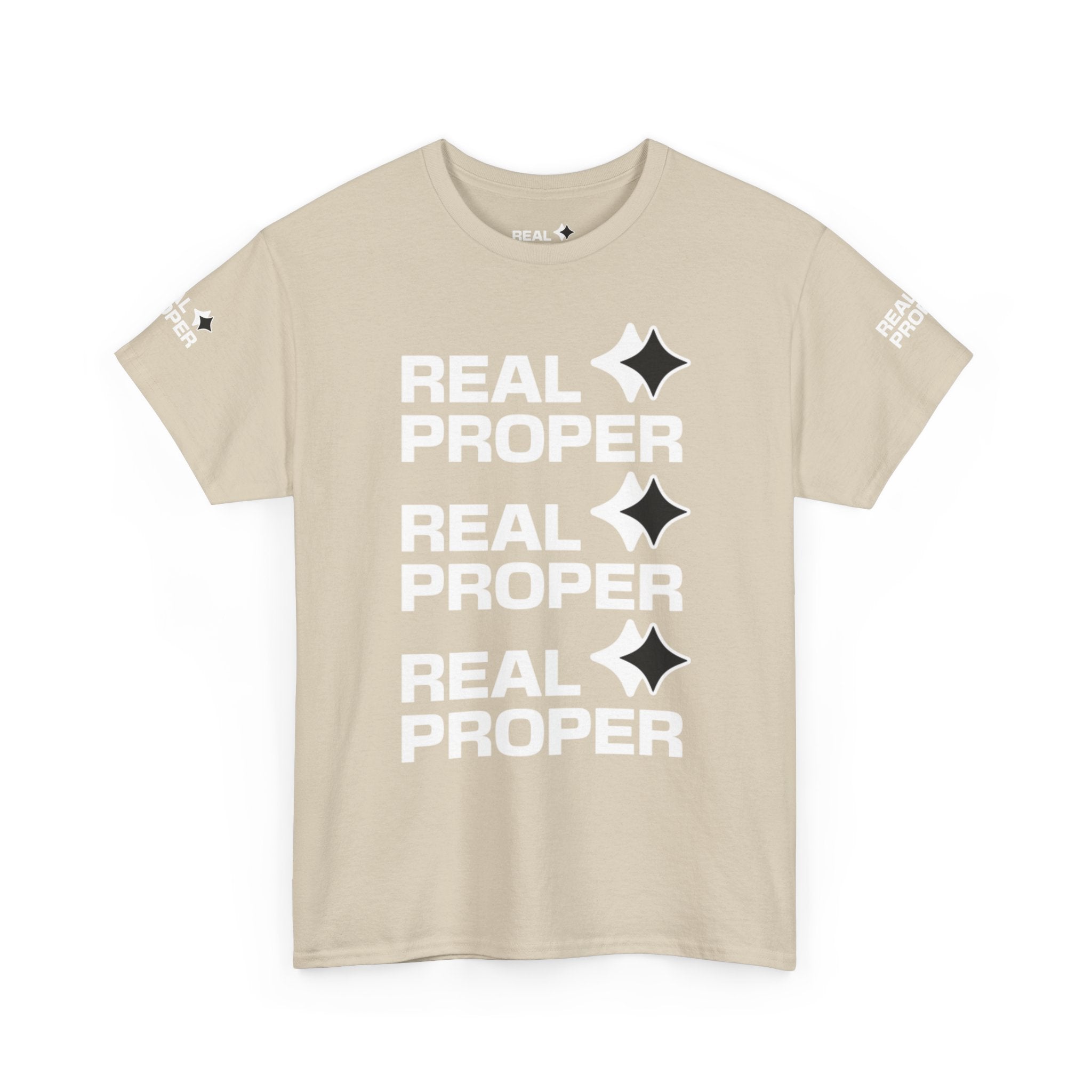 "Real Proper" Repeat Logo T‑Shirt